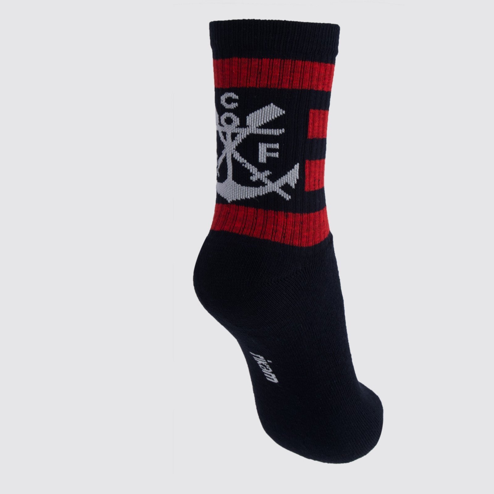 Vista 3 Meia Flamengo Esportiva Retrô Listrada Vermelha Rikam vermelho Rikam vermelho