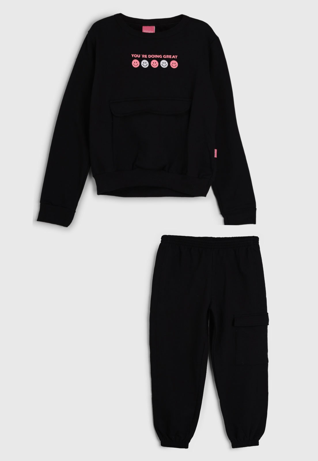 Infantil – Conjunto 2pçs Manga Longa Kamylus Blusa E Calça De Moletom Preto