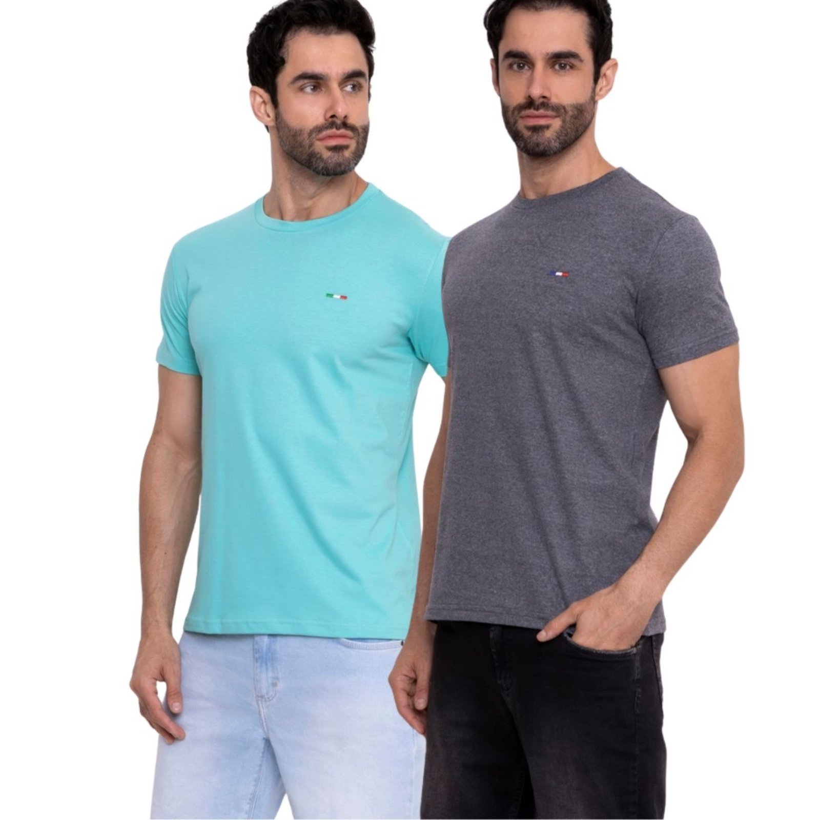 Kit 2 Camisetas Premium Azul Claro e Chumbo