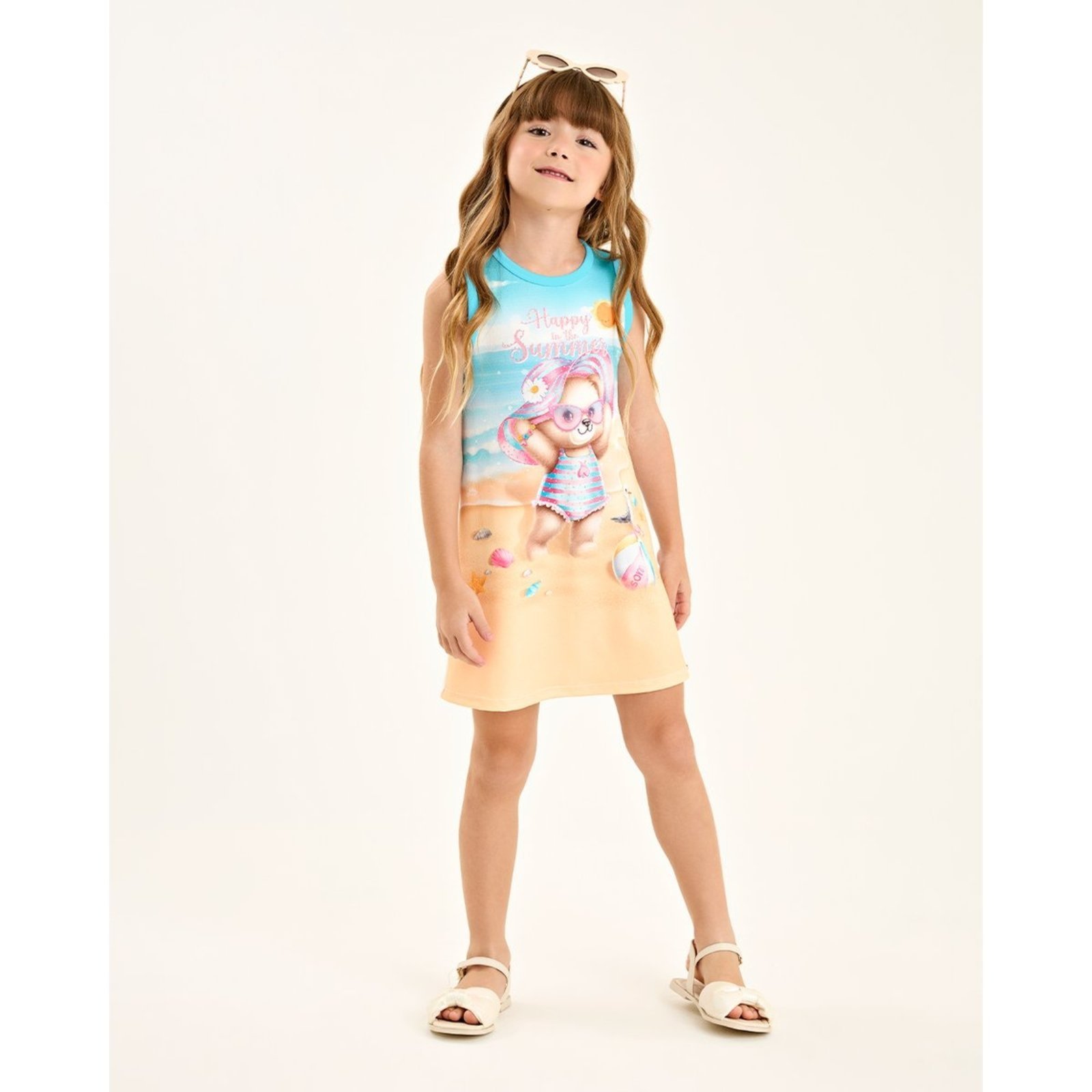 Infantil - Vestido Menina em Malha Texturizada Flex