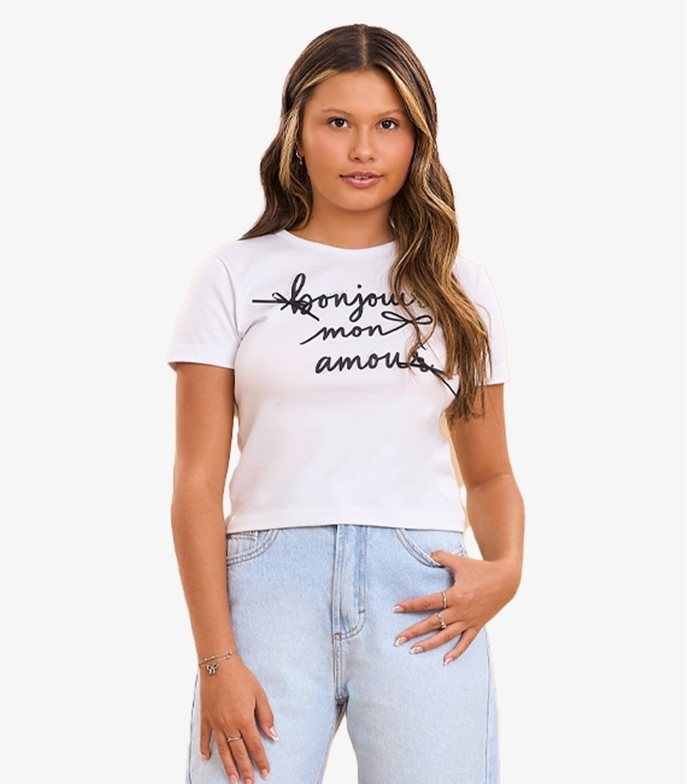 Infantil - Blusa Feminina Justa Com Strass Minty Branco