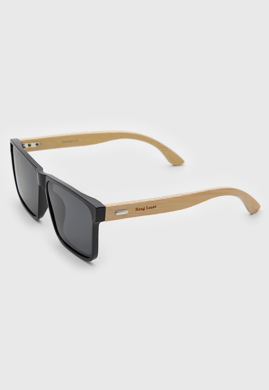 Óculos de Sol Hang Loose Armação Quadrada Hastes Bambu Preto