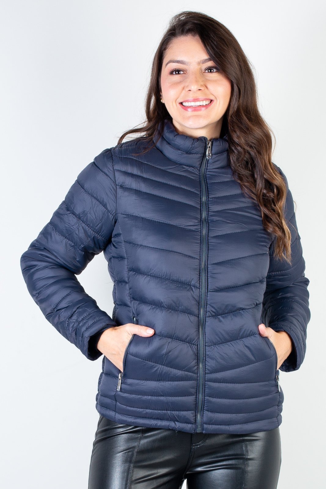 Jaqueta Enluaze Feminina De Nylon Curta 80226 – Azul