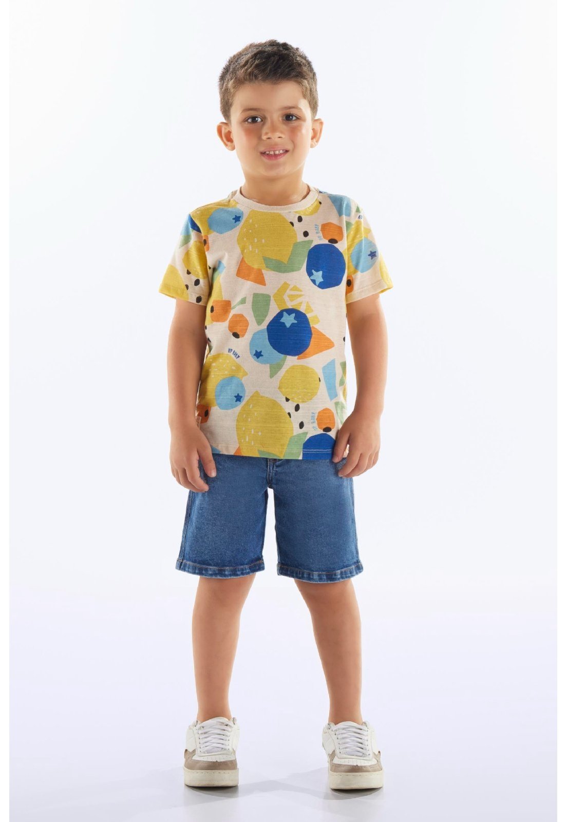 Infantil – Camiseta em Algodão Up Baby Bege
