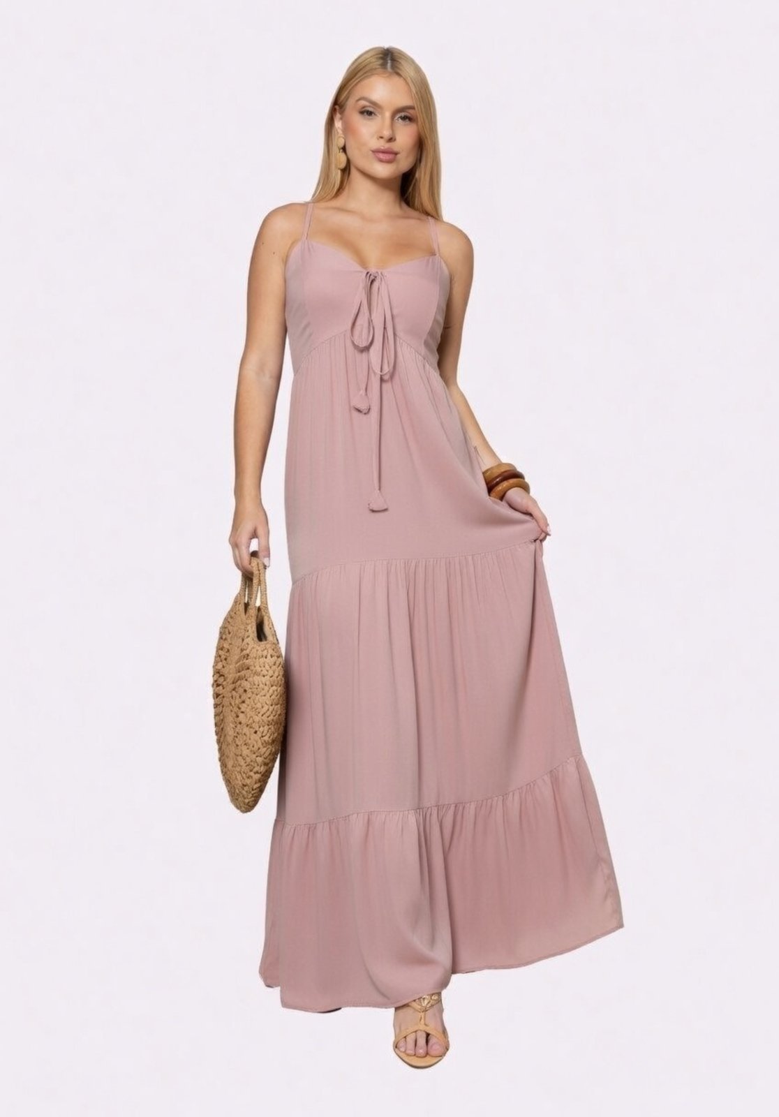 Vestido Longo D Bell Outlet Fashion Amarração Frontal Lilás