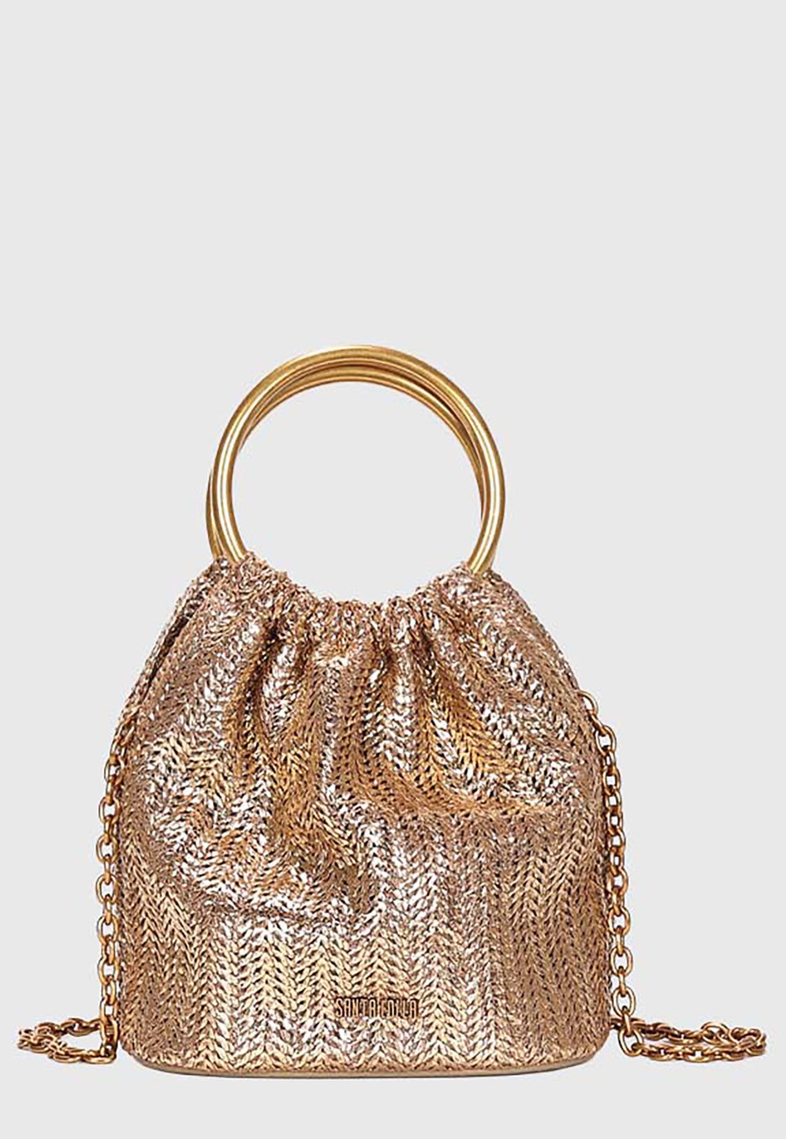 Bolsa Feminina Santa Lolla Saco Alça Corrente Dourada