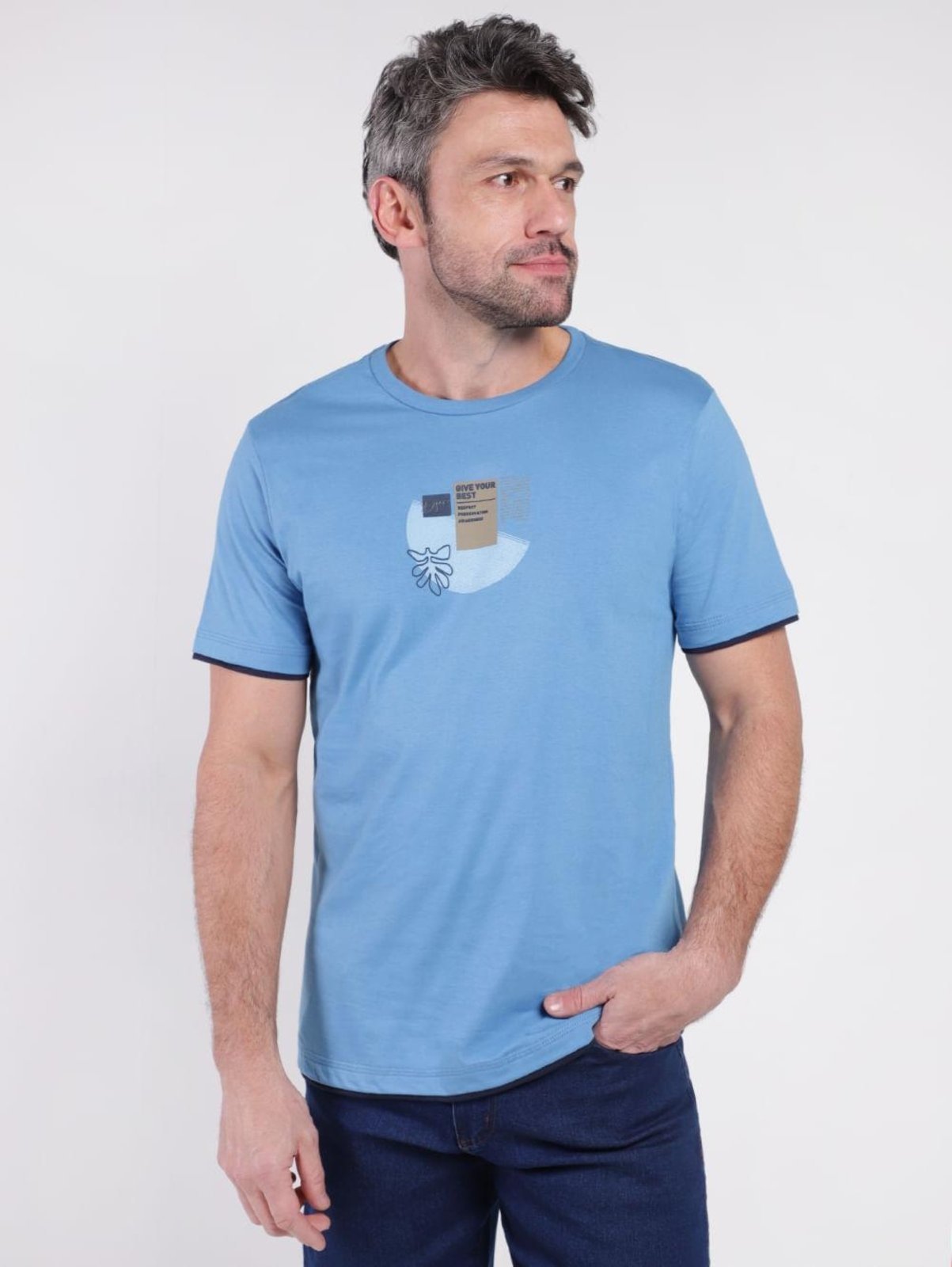 Vista 2 Camiseta Manga Curta Masculina DZero azul DZero azul