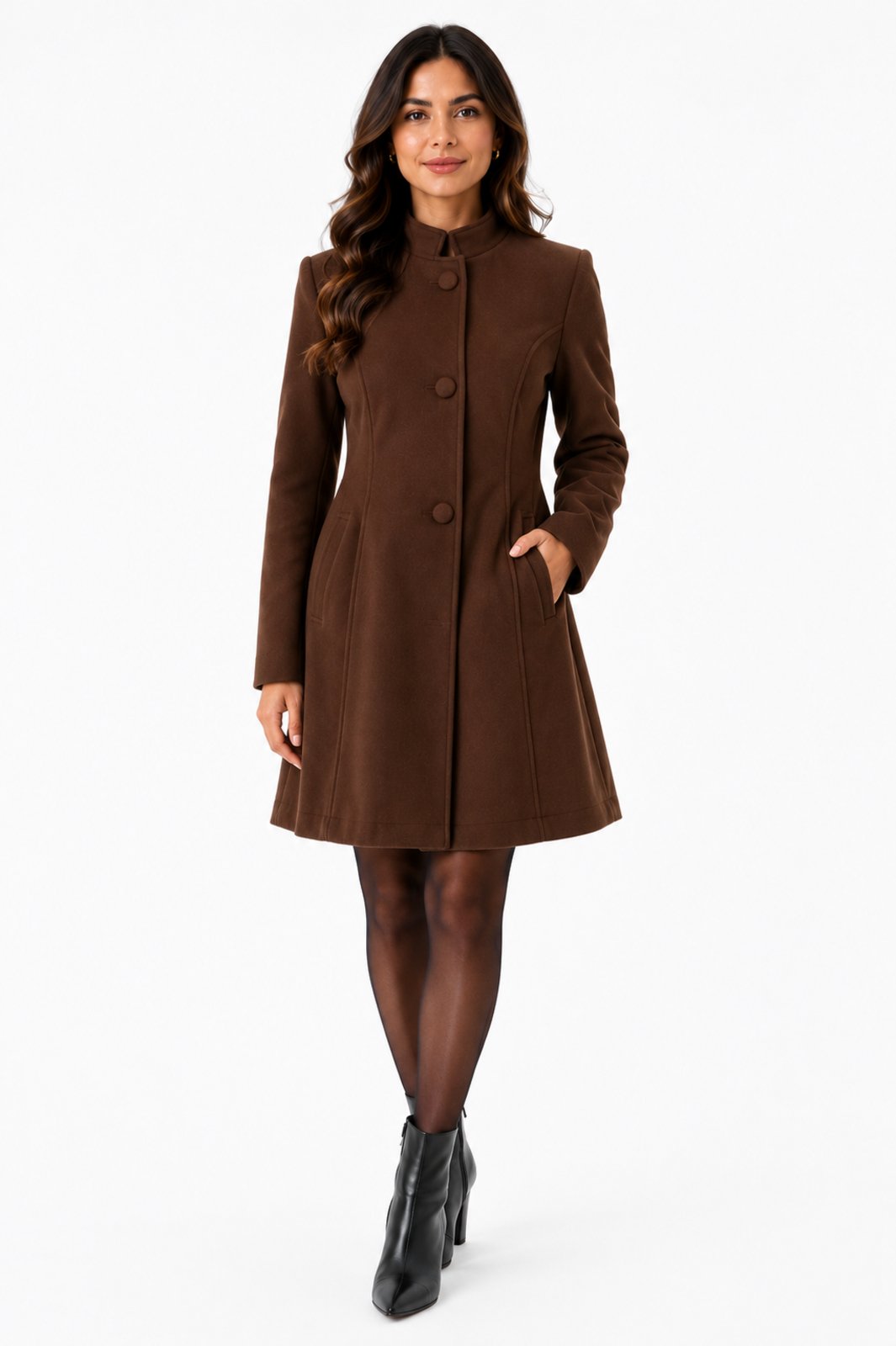 Vestido Curto D Bell Outlet Fashion Manto Marrom