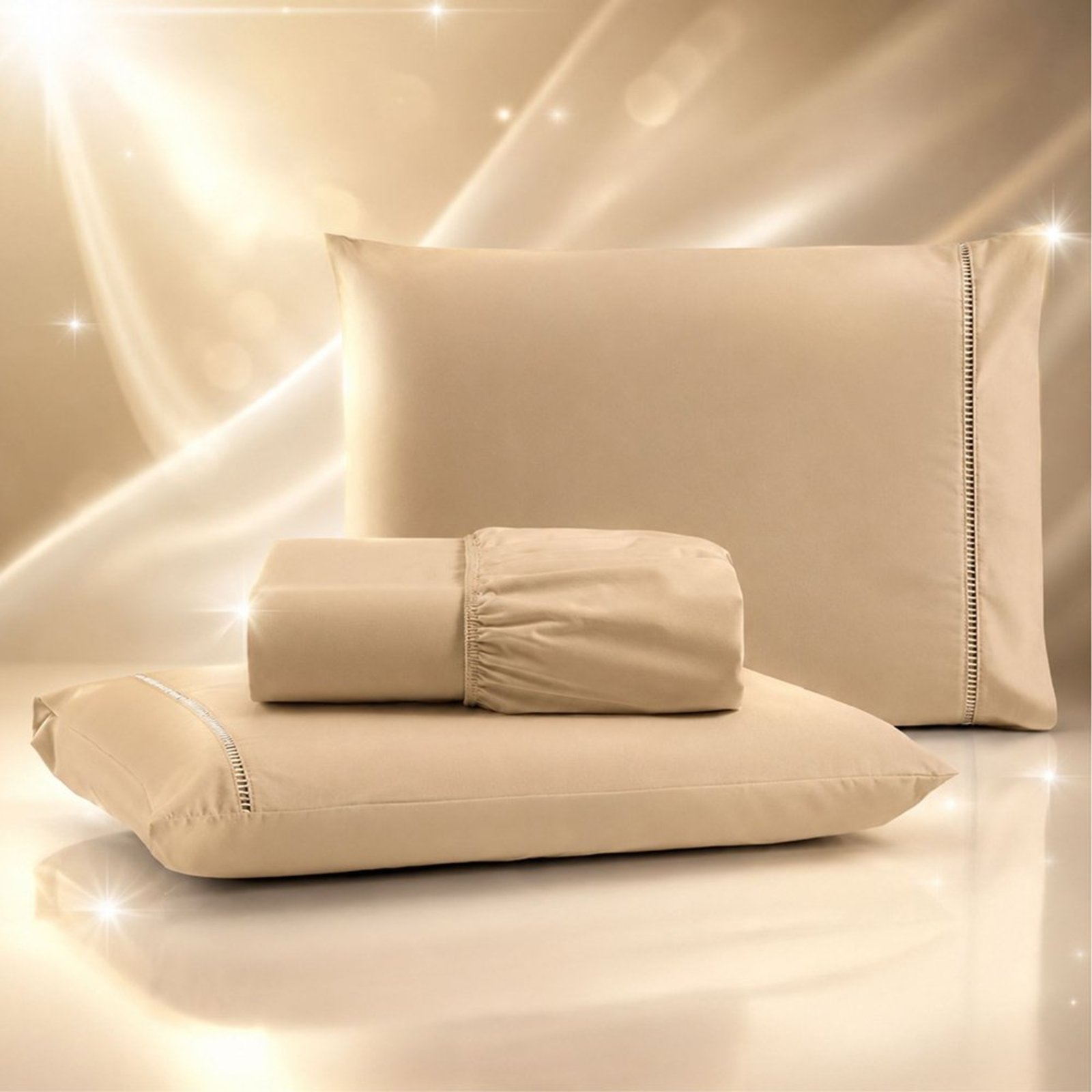 Jogo de Cama Lençol Quality Queen Micropercal 600 fios Macio 3 Peças - Avelã