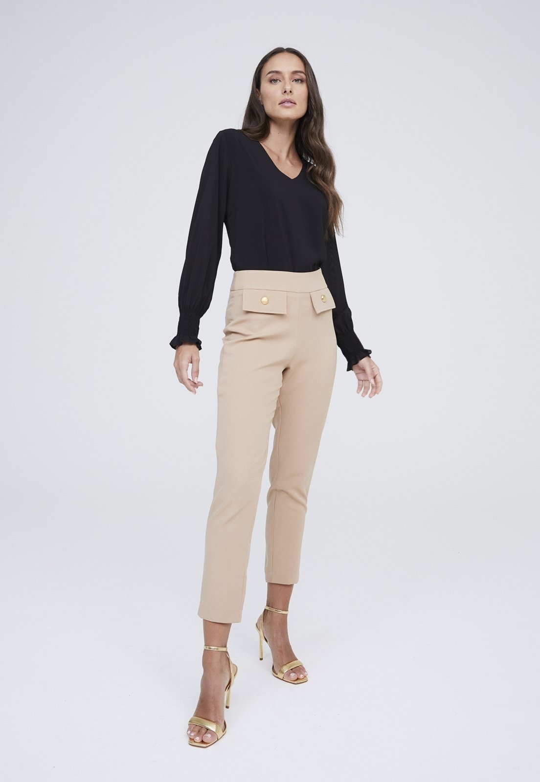 Vista 3 Blusa Traymon Manga Longa Com Lastex preto Traymon preto