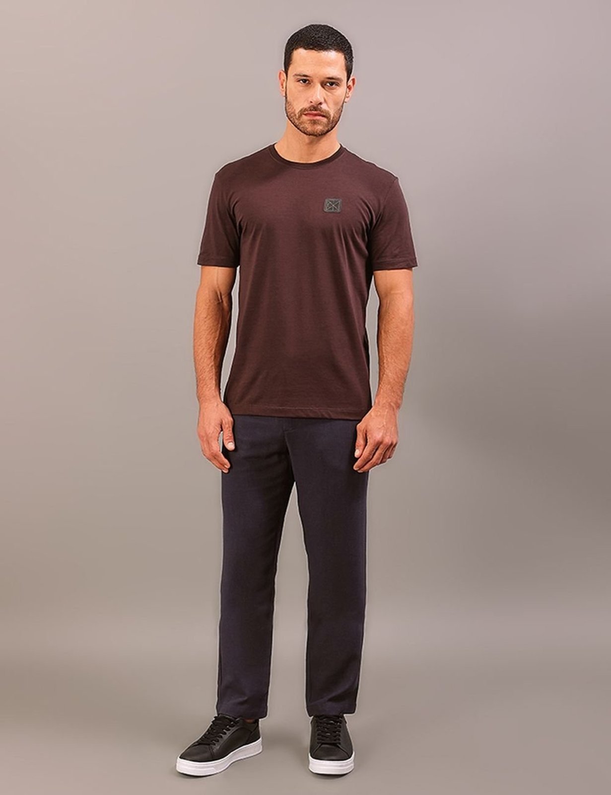 Camiseta Manga Curta Calvin Klein Masculino Algodão Egípcio Aop - Marrom Calvin Klein Jeans