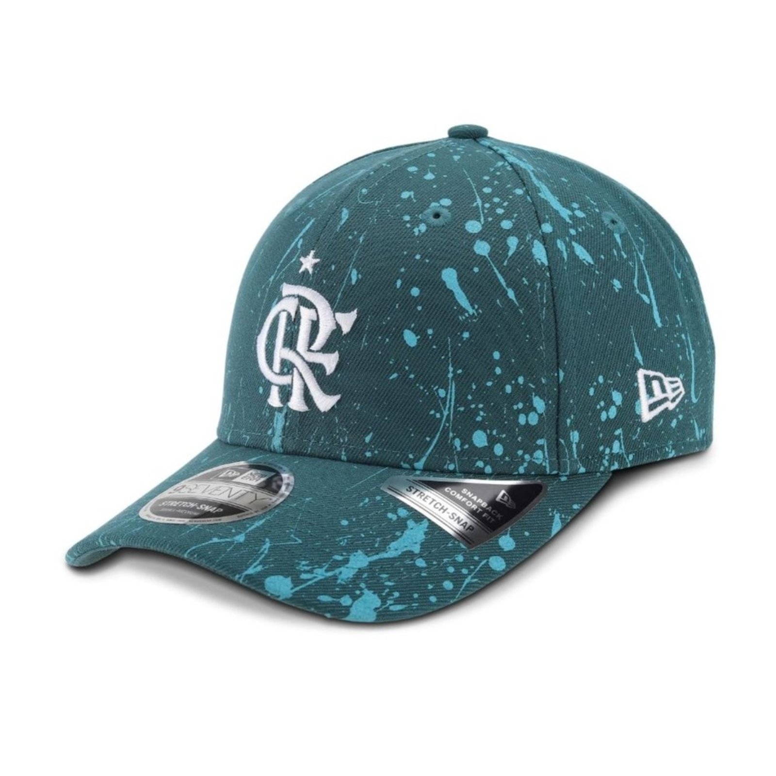 Boné New Era 9SEVENTY STRETCH SNAP Lifestyle Flamengo Paint CRF Futebol Verde
