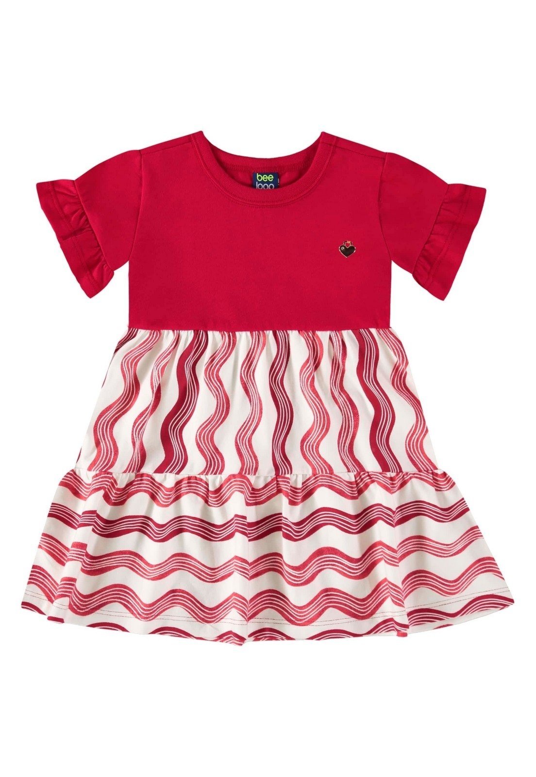 Infantil - Vestido Listrado para Menina Bee Loop Vermelho