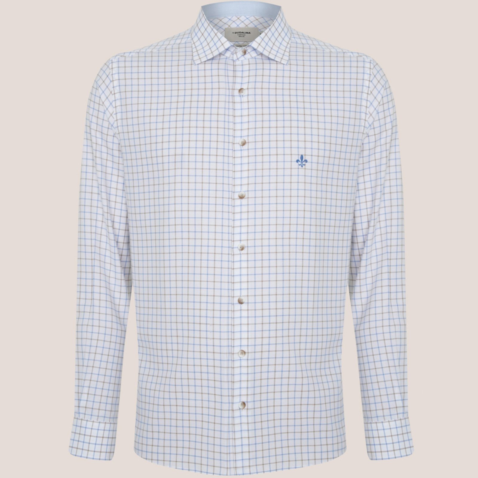 Camisa Slim Dudalina Oxford Xadrez Ve26 Branco Masculino