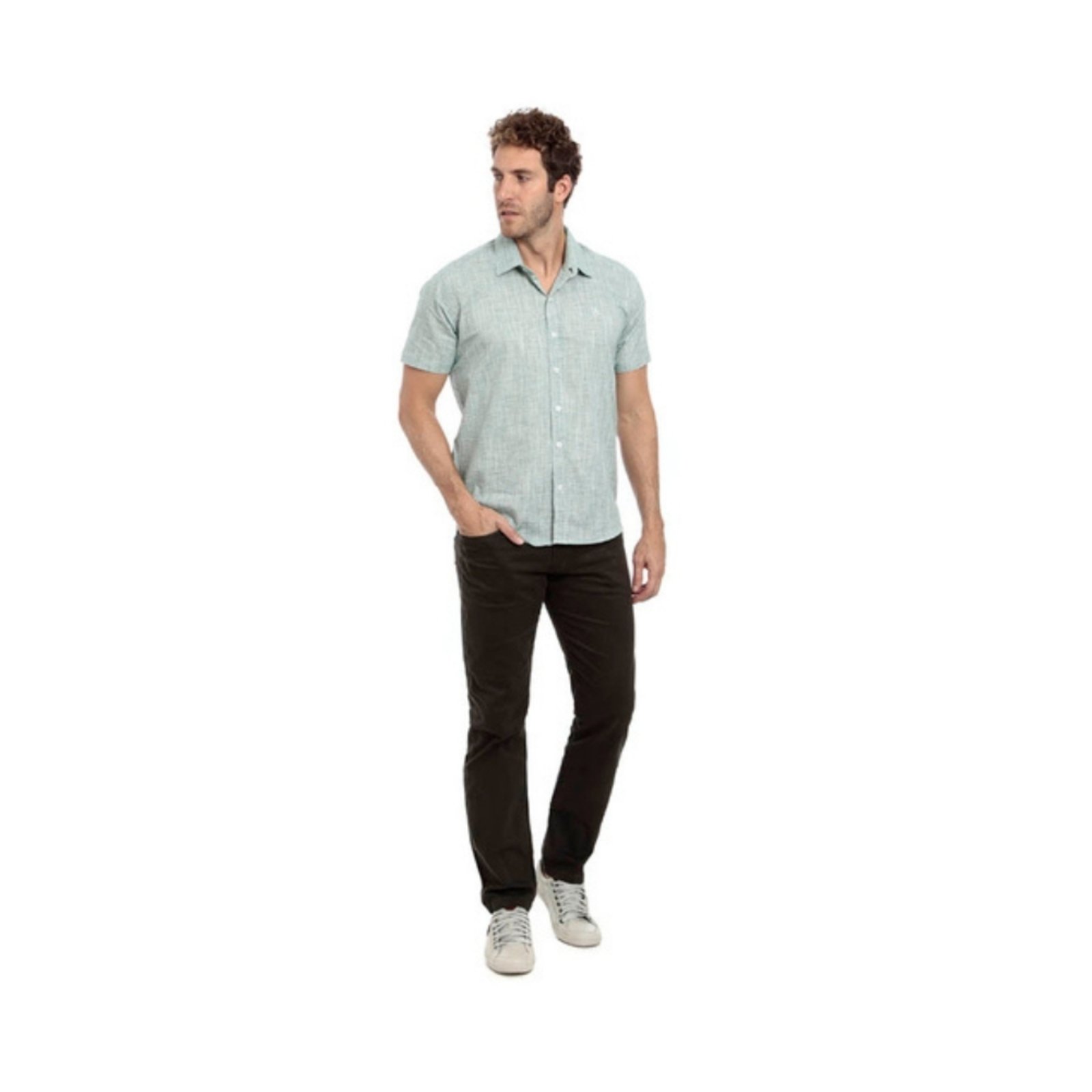 Camisa Hugo Deleon Esporte Fino Manga Curta Verde