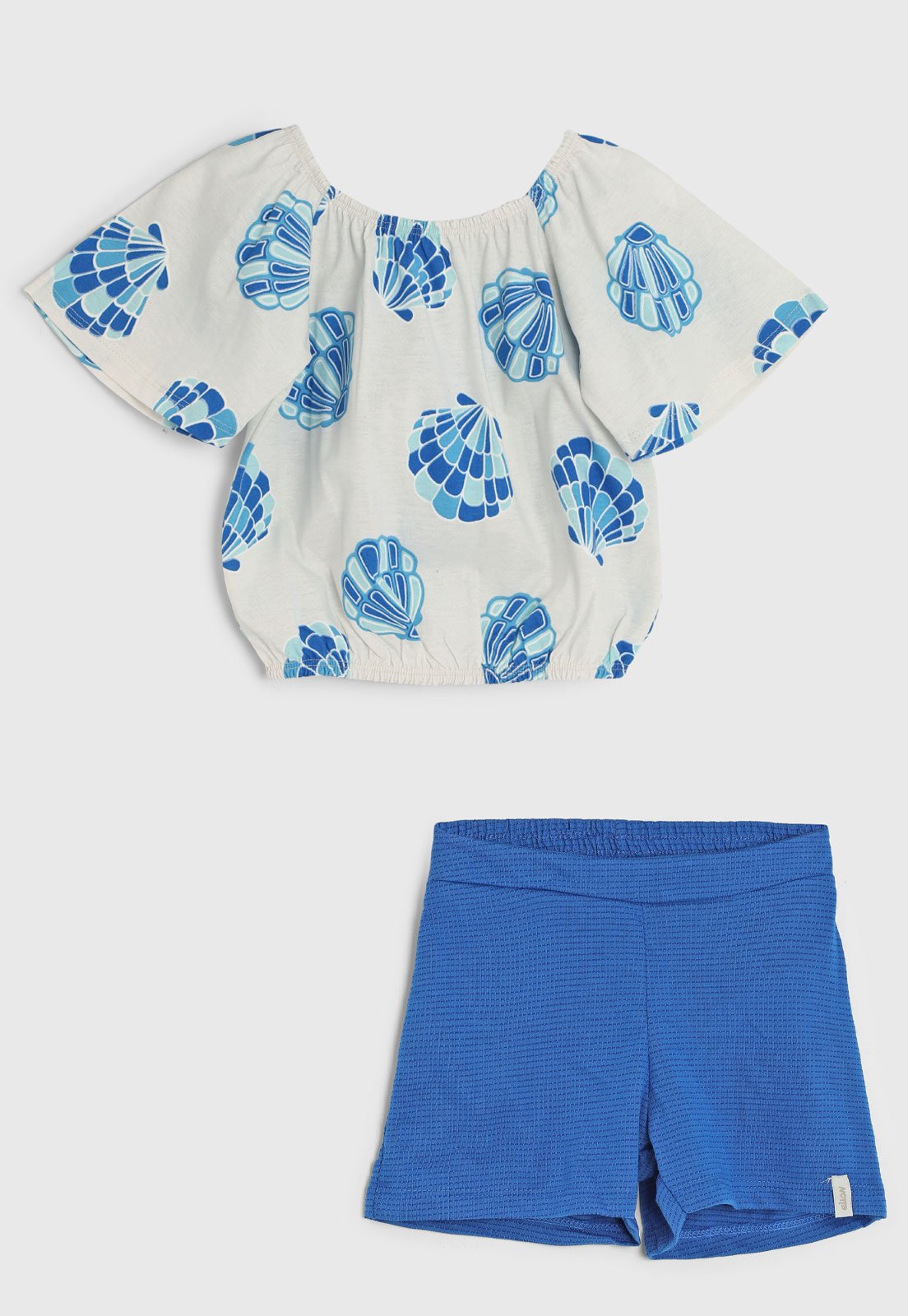 Infantil - Conjunto Curto Elian Estampa Conchas Branco