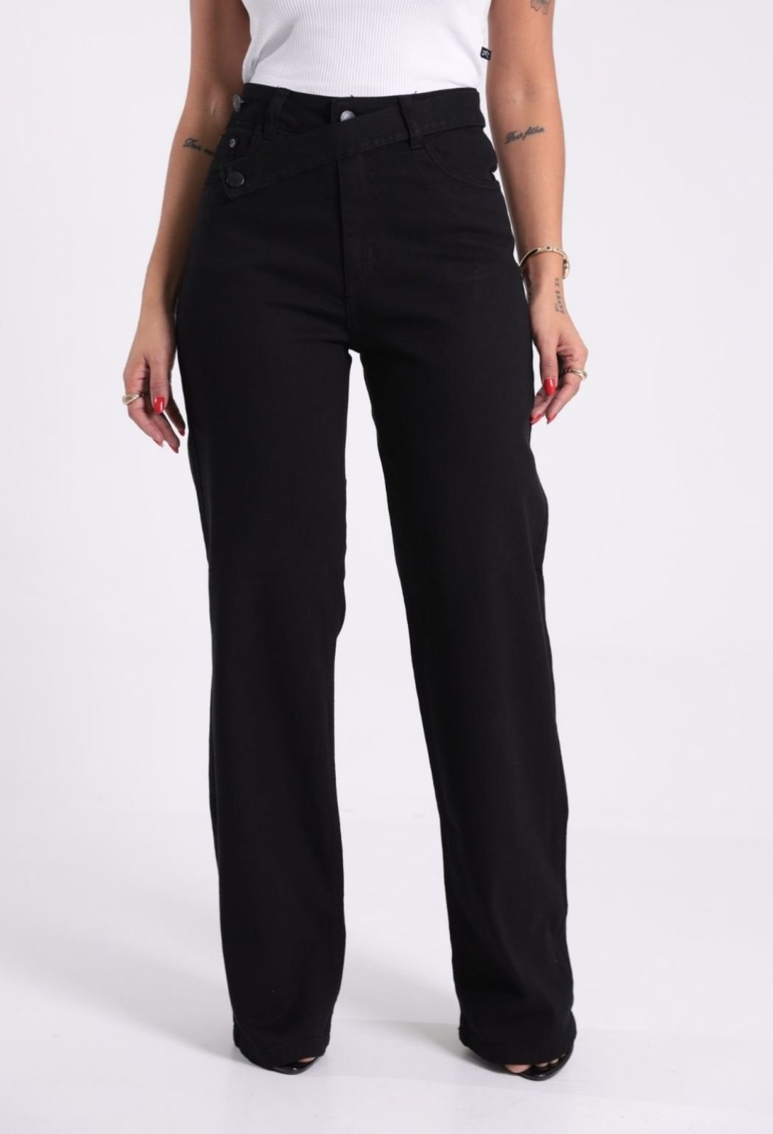 Calça Feminina Jeans Wide Leg Com Cinto Revanche - CA.FEM.00610
