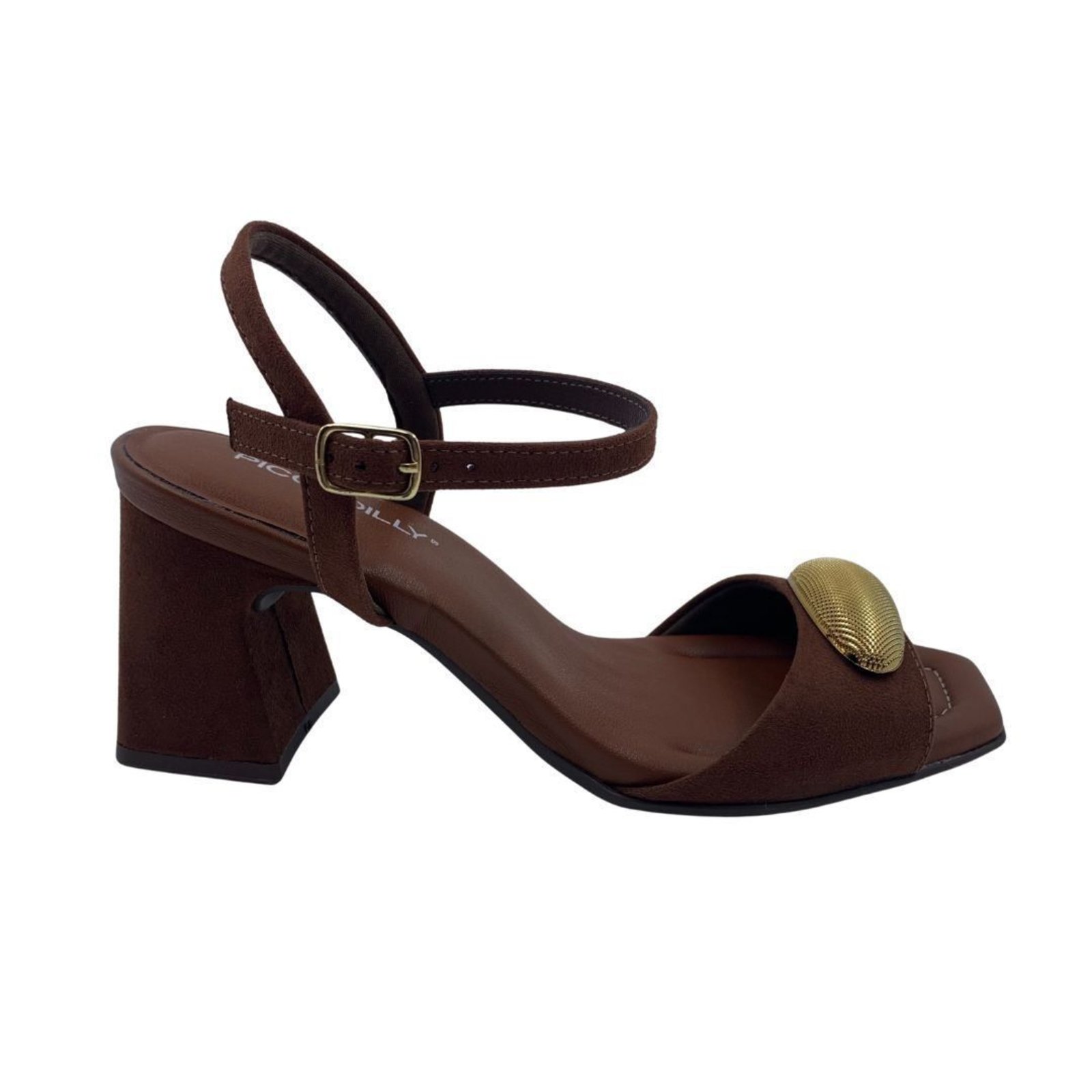 Sandália Casual Piccadilly Camurça Salto Bloco Marrom 626053 – Marrom – piccadilly