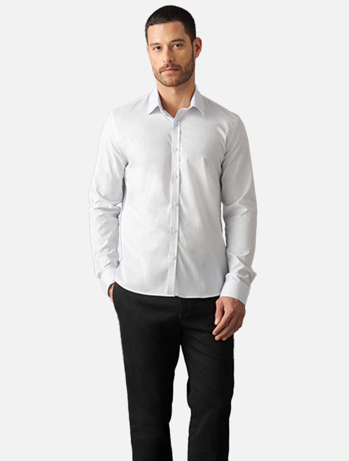 Camisa Calvin Klein Masculina Slim Fit Tricoline Azul Claro