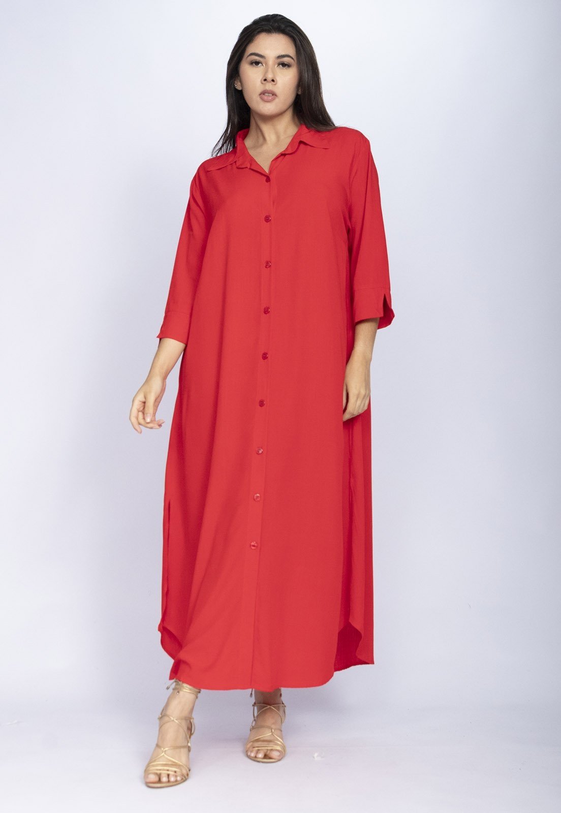 Vestido Amazonia Vital Chemise Tapajó Viscose Vermelho