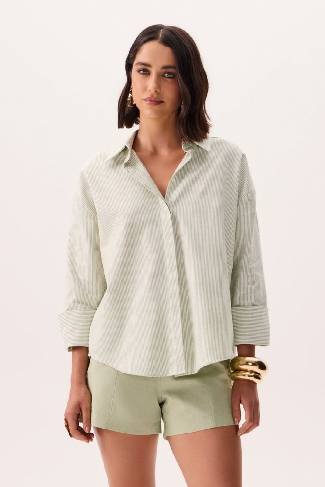 Camisa Feminina Manga Longa Flor de Lis