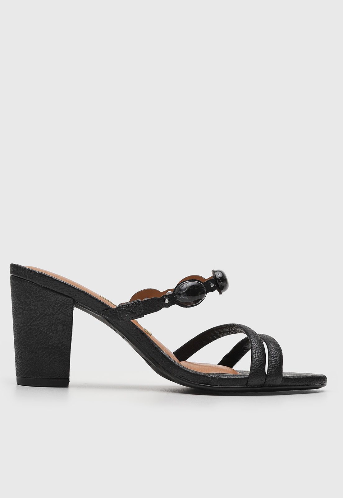 Vista 3 Sandália Feminina Vizzano Tiras Pedraria Preta preto VIZZANO preto