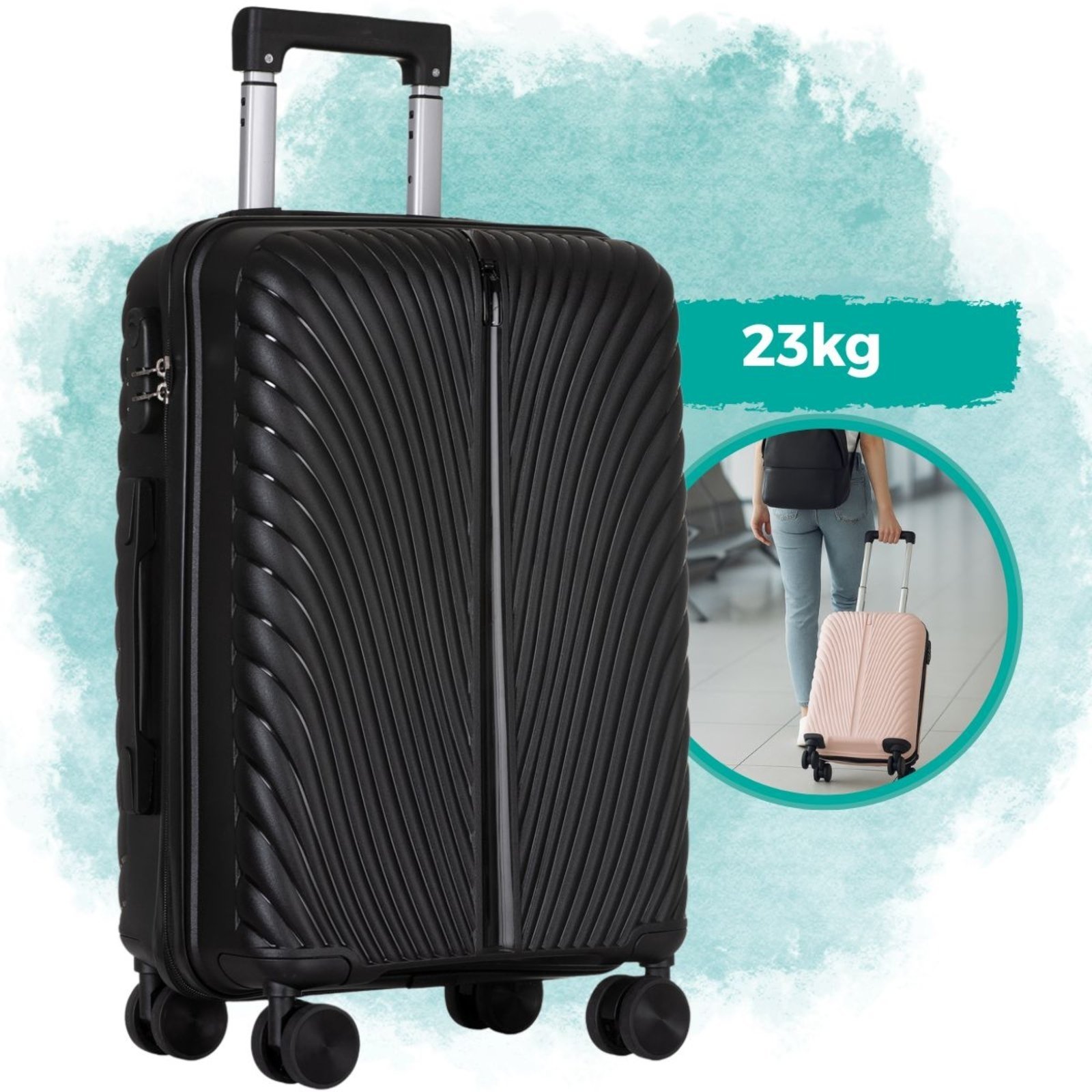 Mala De Viagem 23kg Polipropileno Rodinhas 360 Média