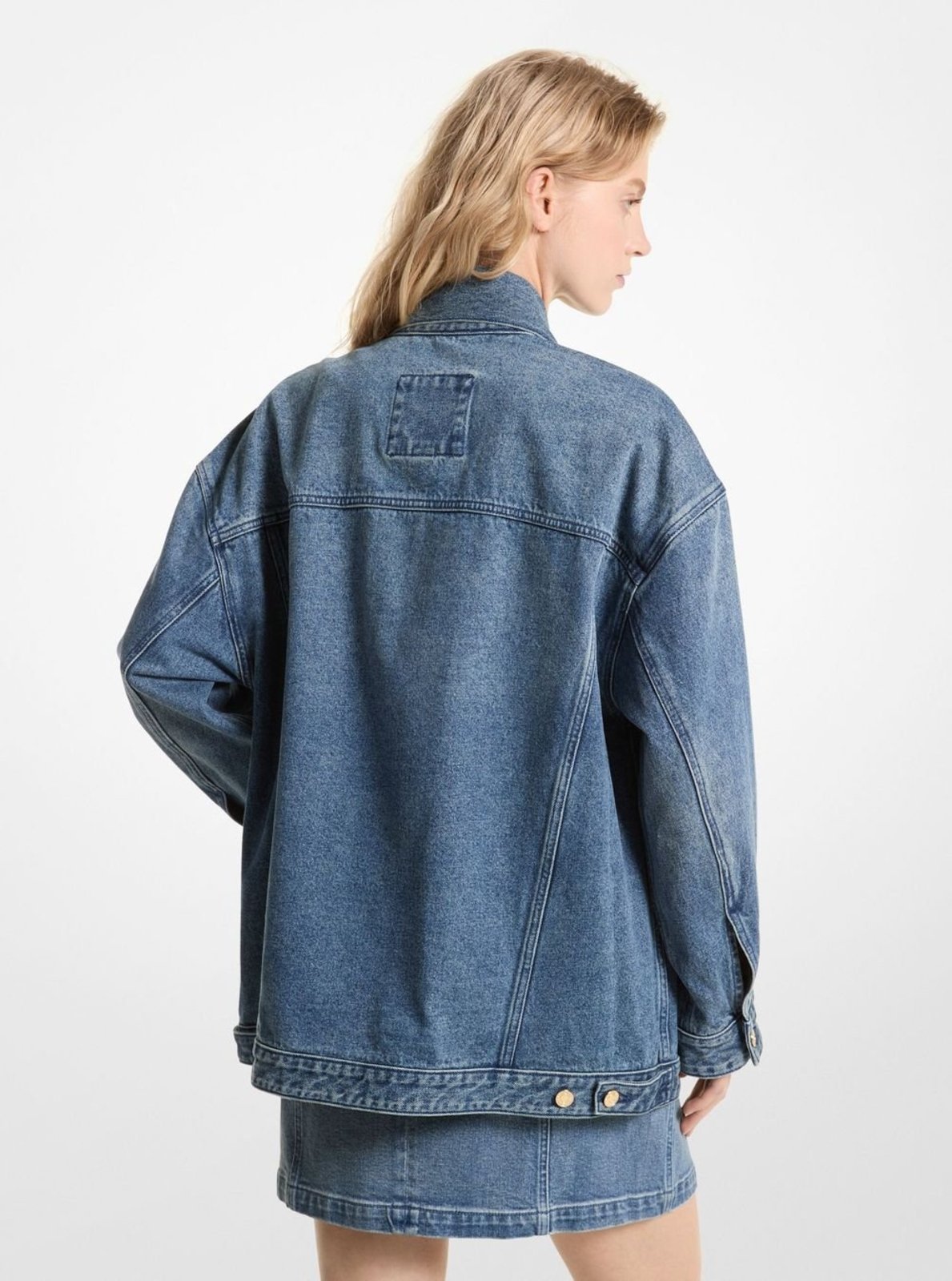 Vista 3 Jaqueta Jeans Oversized Mr41020fau913 Michael Kors azul Michael Kors azul