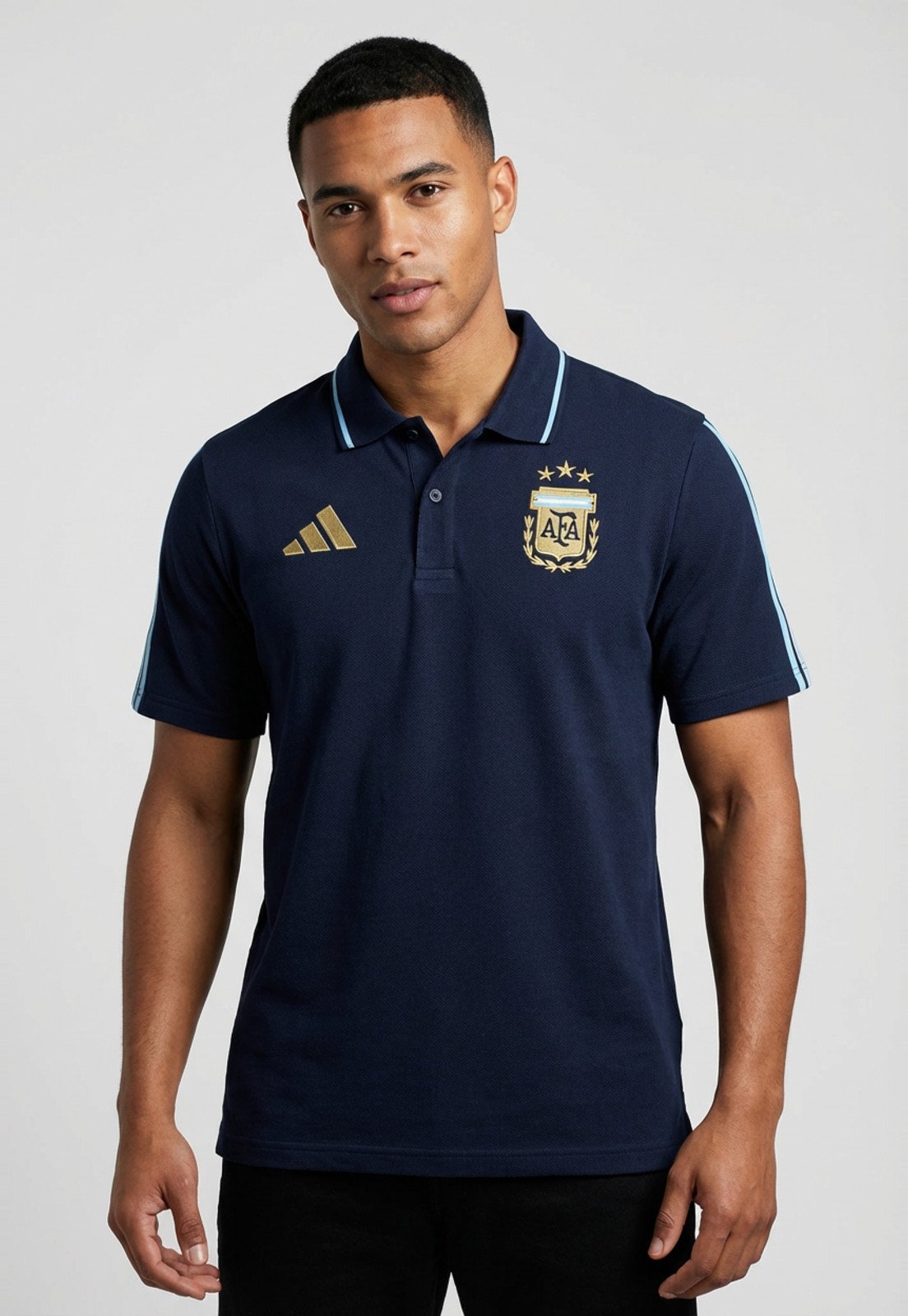 Camisa Polo Masculina adidas Performance Argentina DNA Azul Marinho