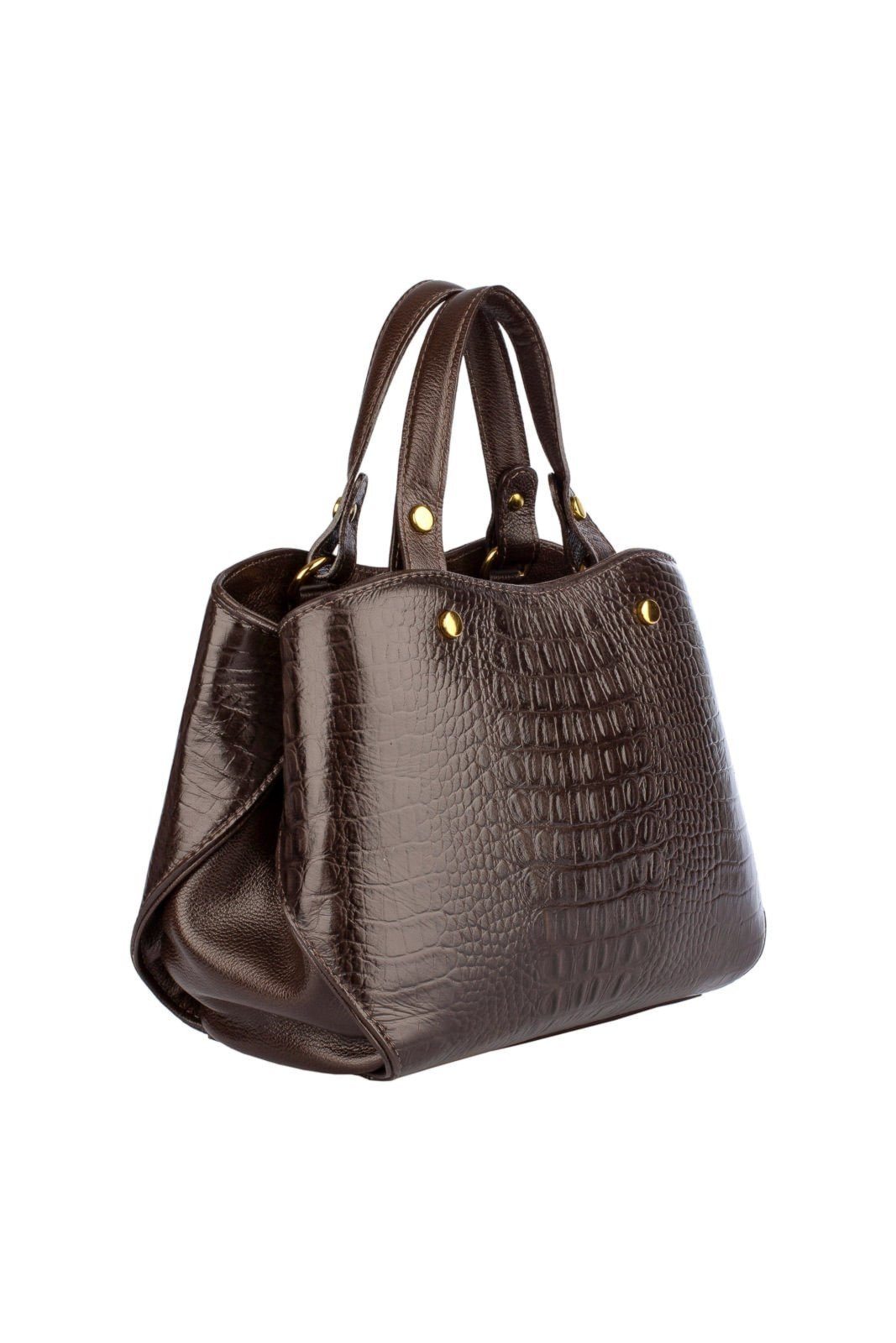Vista 3 Bolsa Andrea Vinci Baú Pequena De Couro Croco Megan café Andrea Vinci café