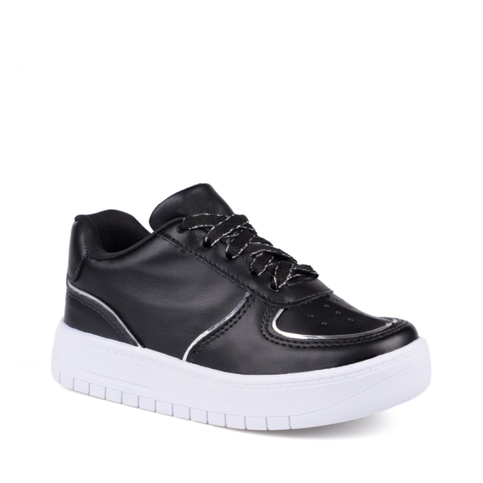 Vista 3 Infantil - Tênis Feminino Com Friso Dourado Cano Baixo Casual Menina Fashion preto Menina Fashion preto