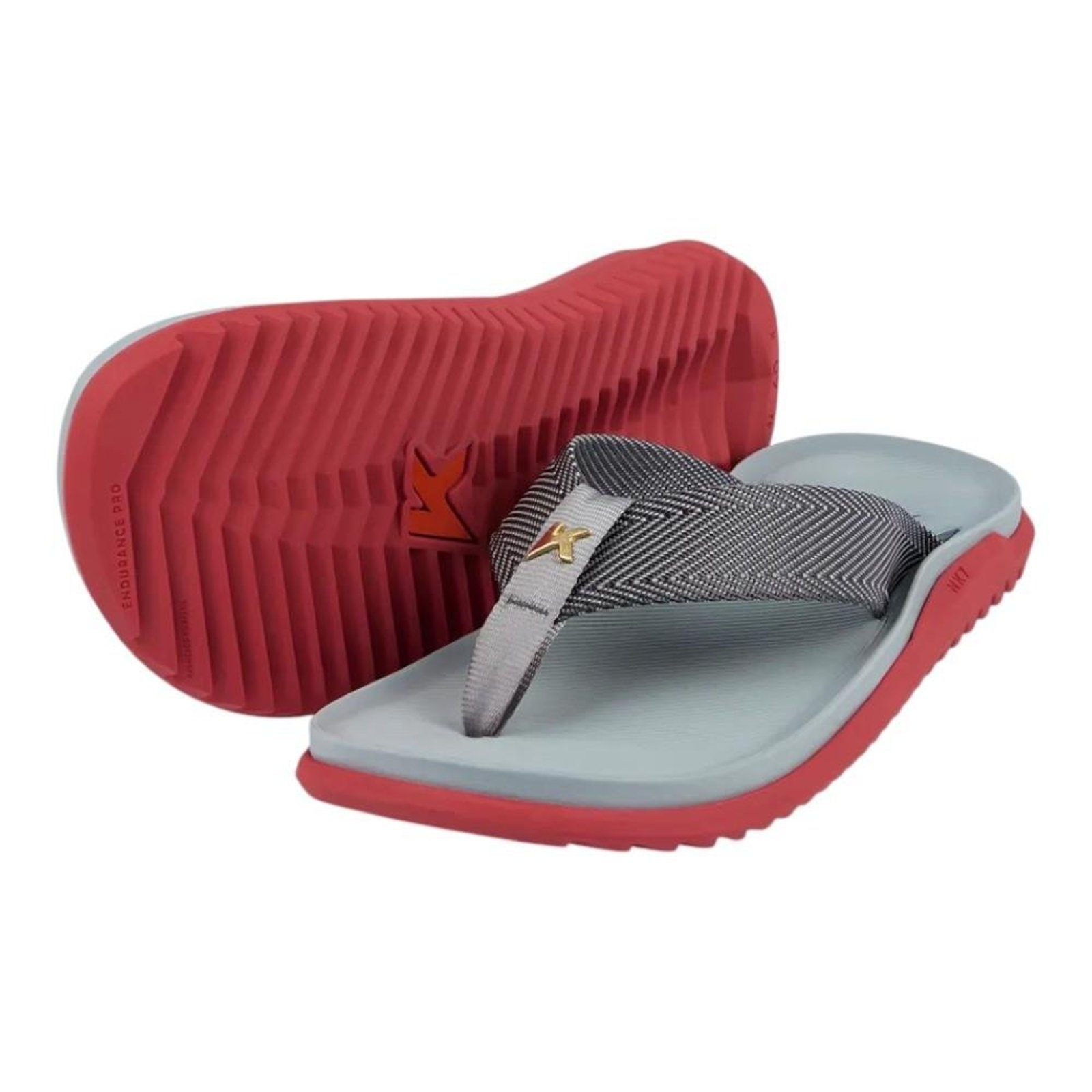 Chinelo Kenner Nk7 Cinza e Vermelho Masculino Cinza
