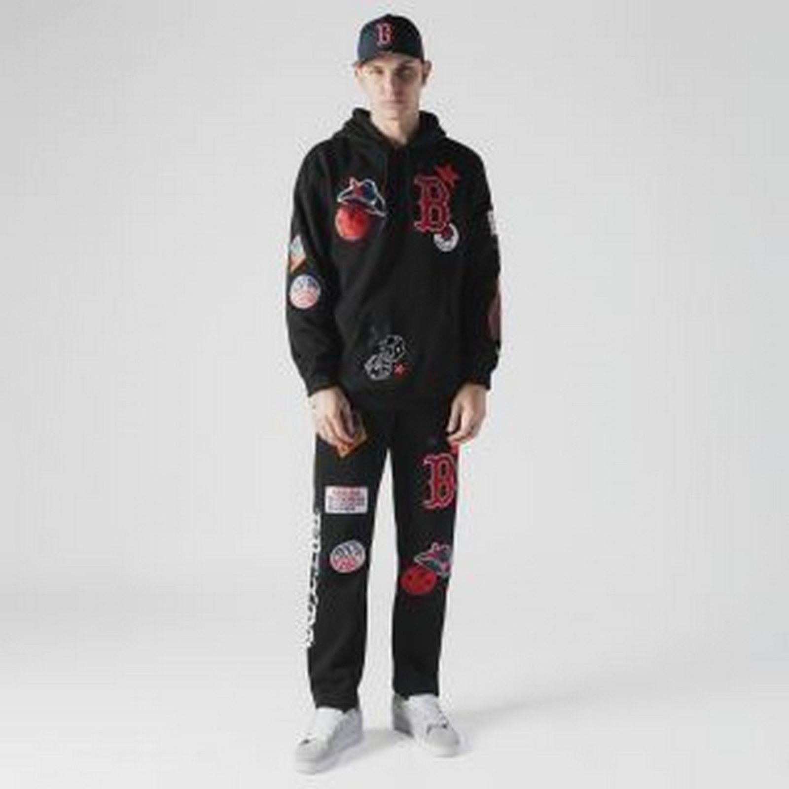 Vista 2 Moletom New Era Canguru Fechado Boston Red Sox MLB Preto preto red new era preto red