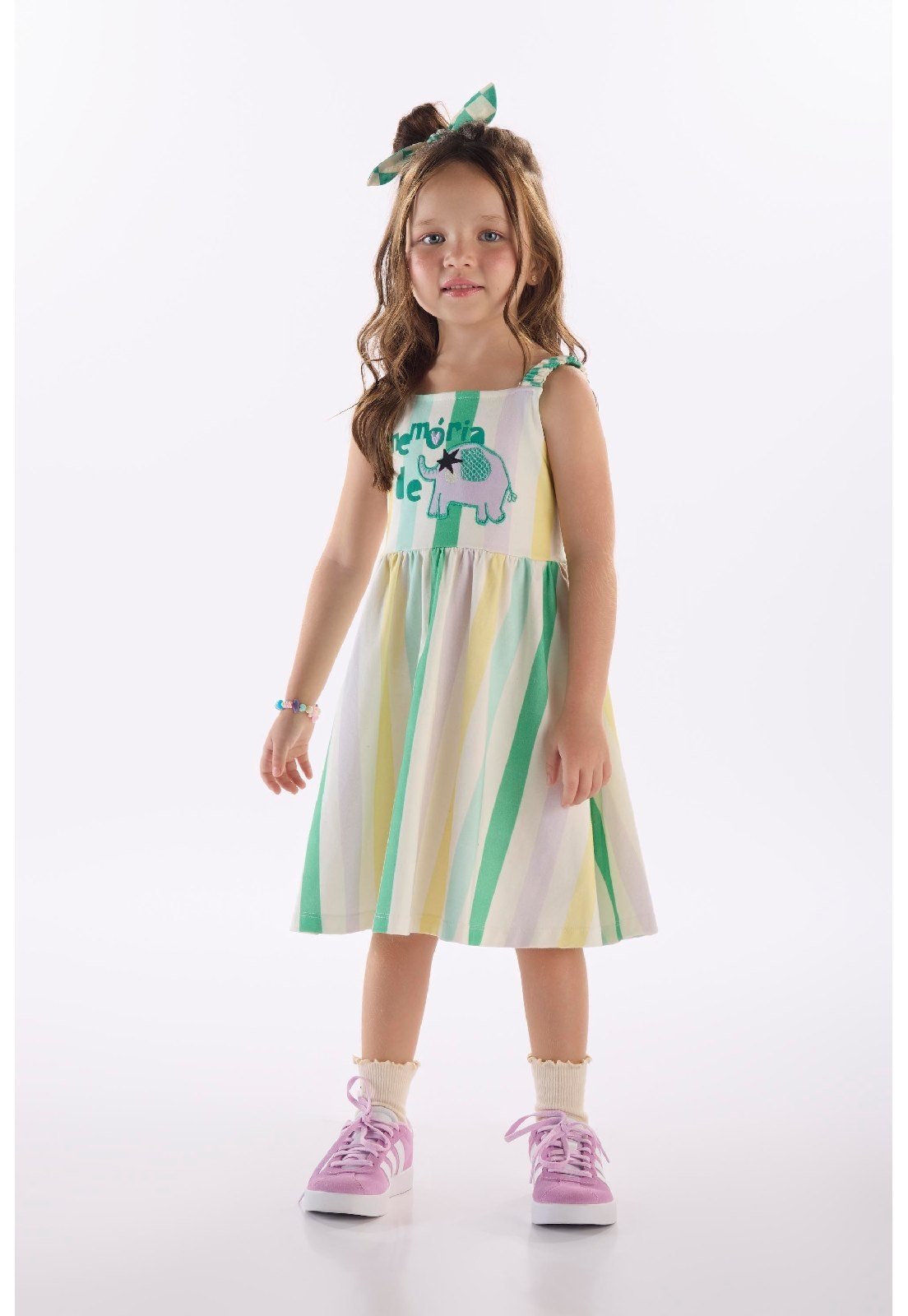 Vista 2 Infantil - Vestido em Algodão Três e Já branco Três e Já branco