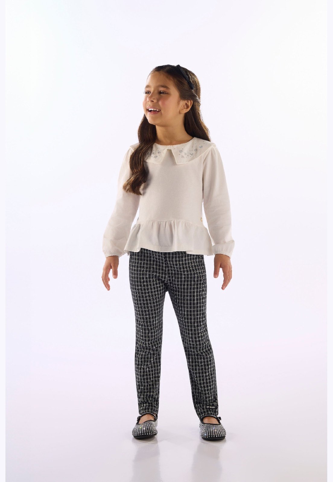 Infantil - Blusa Menina Gola Decorada Up Baby Branco