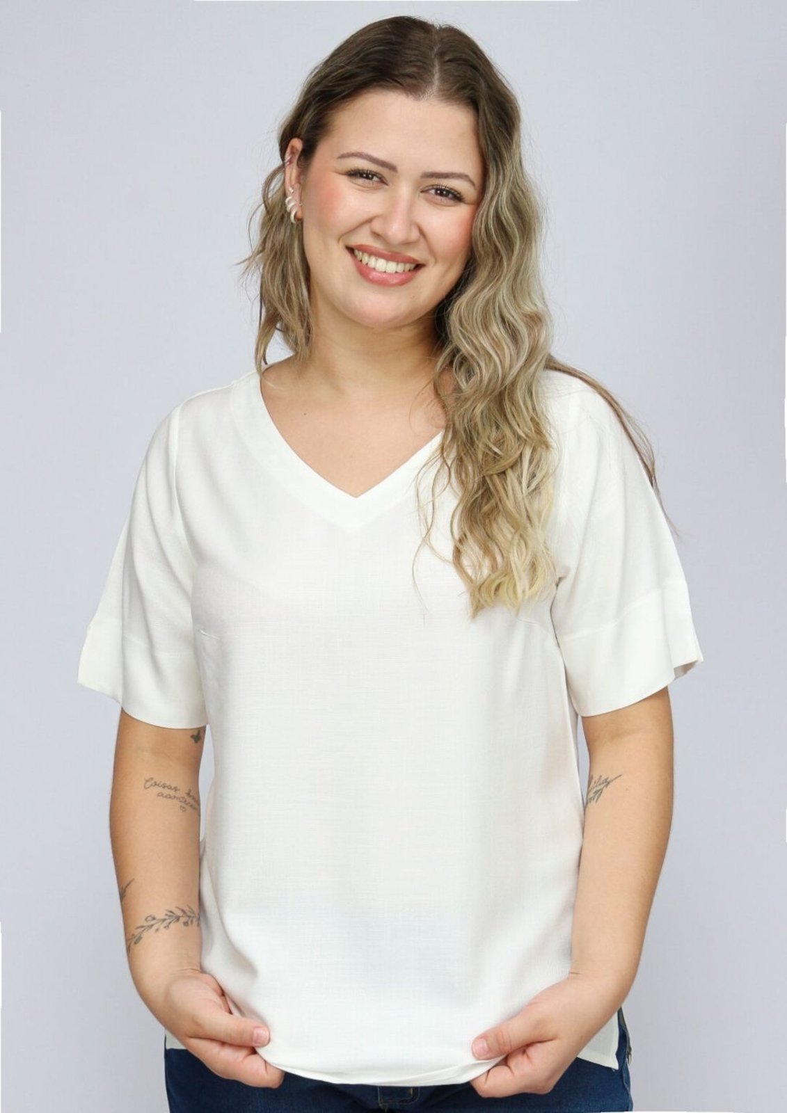 Blusa Viscose Pau a Pique Básica Off White OFF WHITE – M Pau a Pique