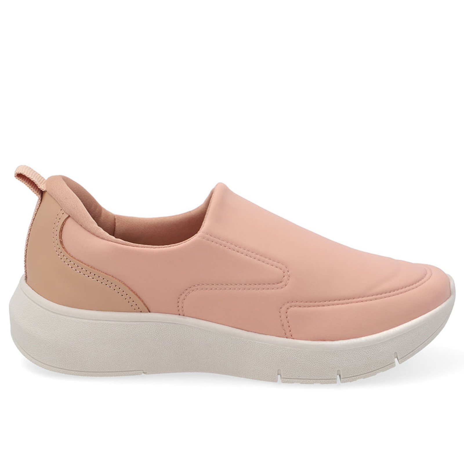 Tênis Bege Slip On Em Tecido e Couro