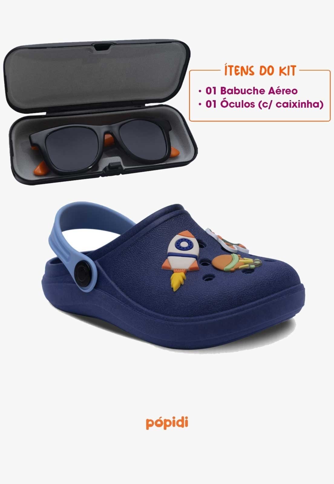 Vista 3 Infantil - Kit Babuche Aereo com Óculos de Sol Com Capinha Pópidí laranja/preto Pópidí laranja/preto