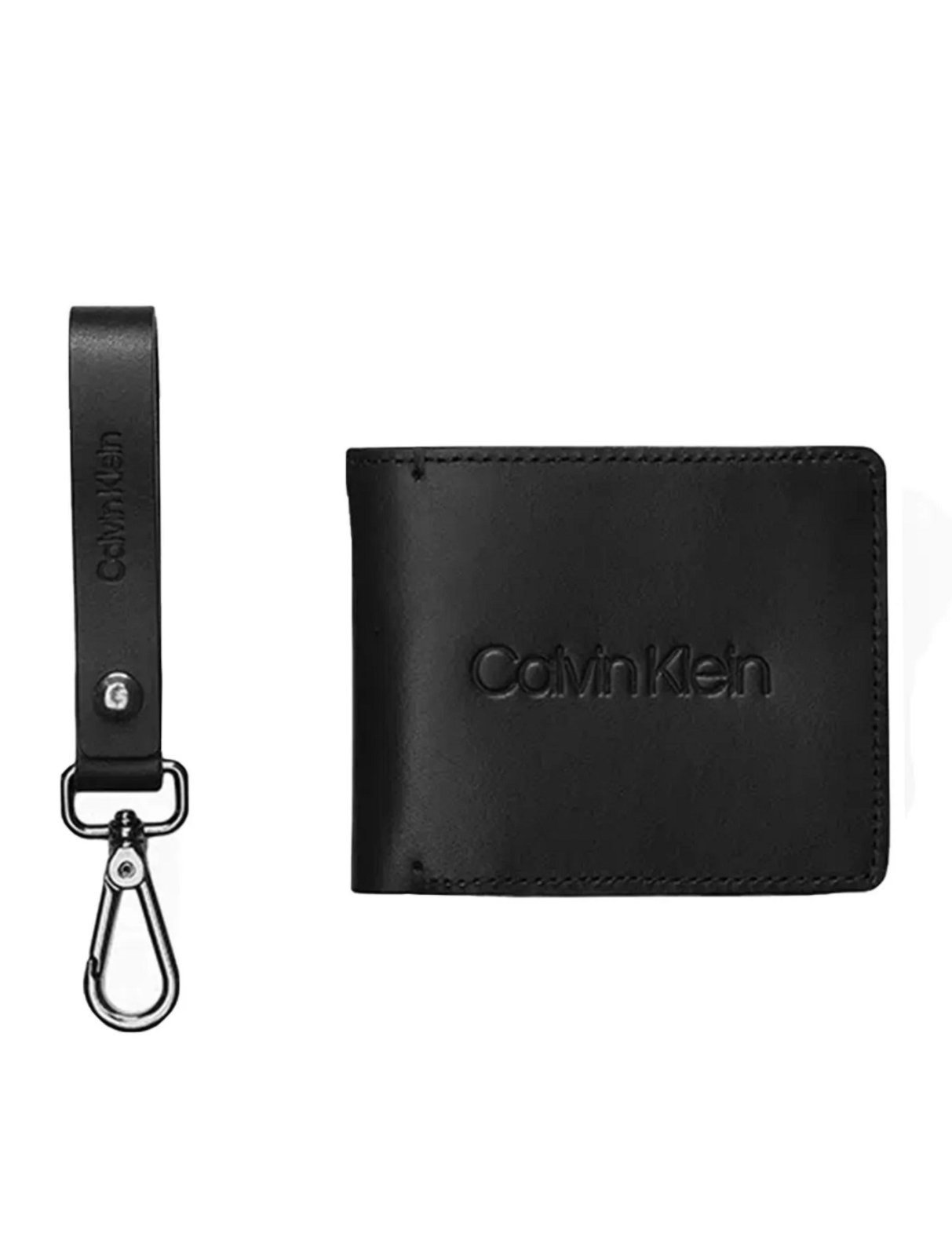 Vista 3 Kit Carteira e Chaveiro Calvin Klein Couro Logo Preta preto Calvin Klein preto