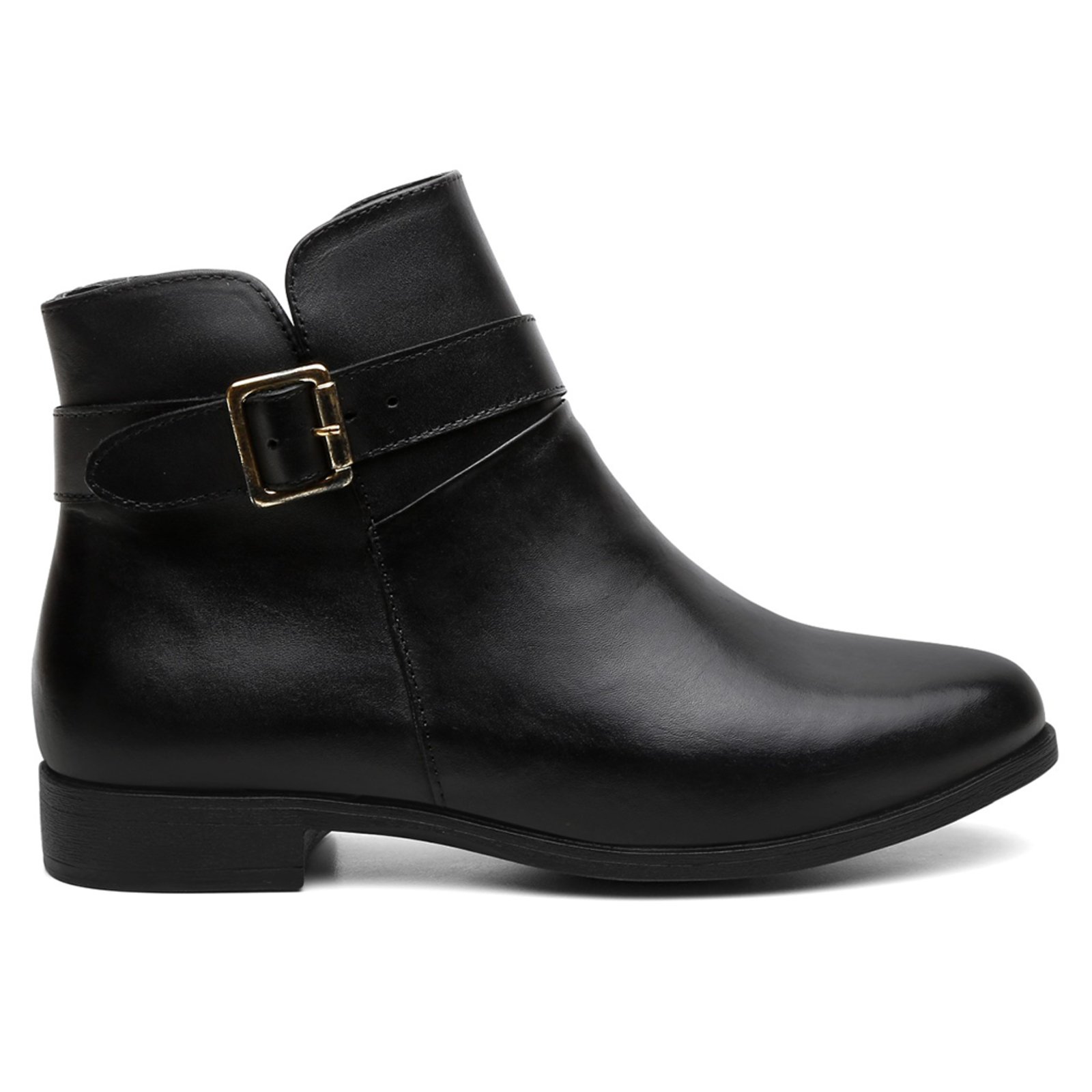 Bota Coturno Couro Campero Cano Curto Casual Fivela Preto