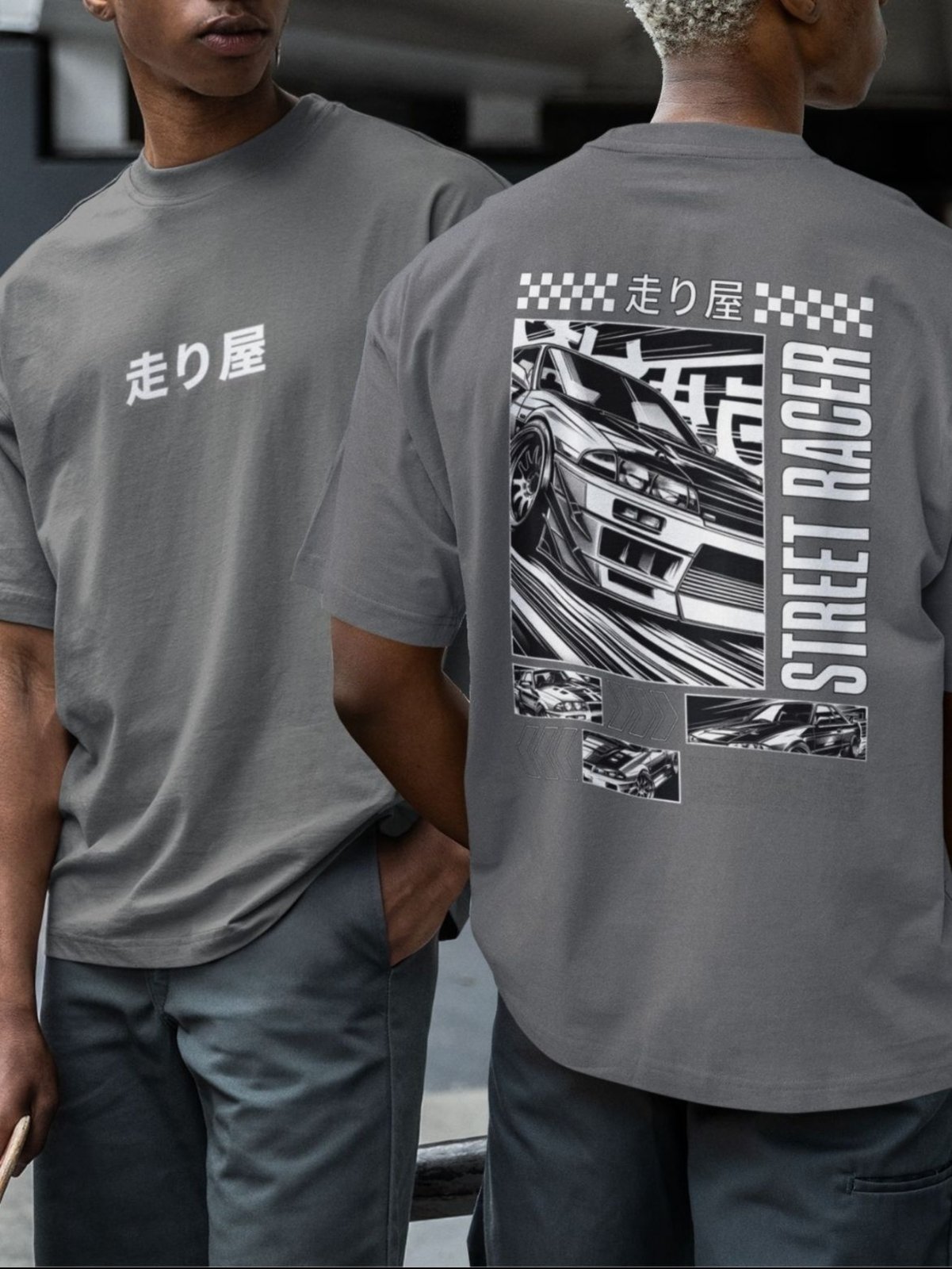 Vista 2 Camiseta Básica Masculina GuGi Street Car Race Chumbo cinza Gugi cinza