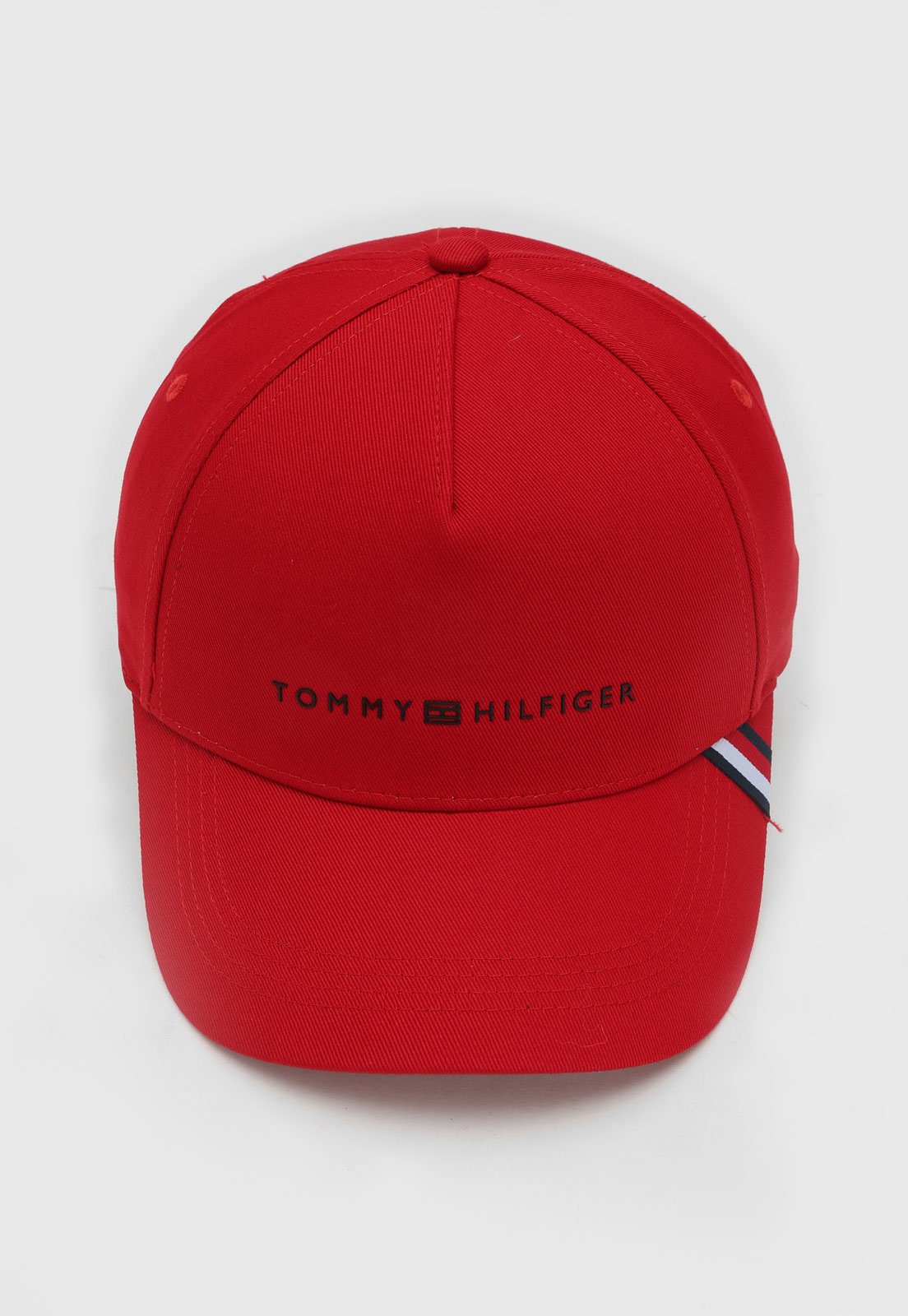 Boné Aberto Tommy Hilfiger Logo Aba Curva Vermelho
