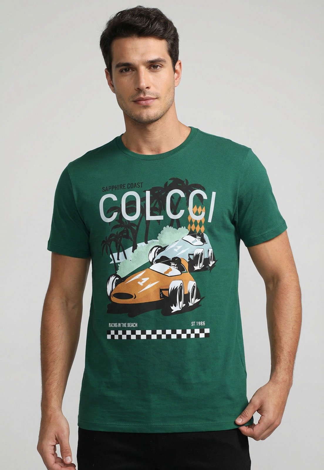 Vista 2 Camiseta Masculina Colcci Estampada verde Colcci verde