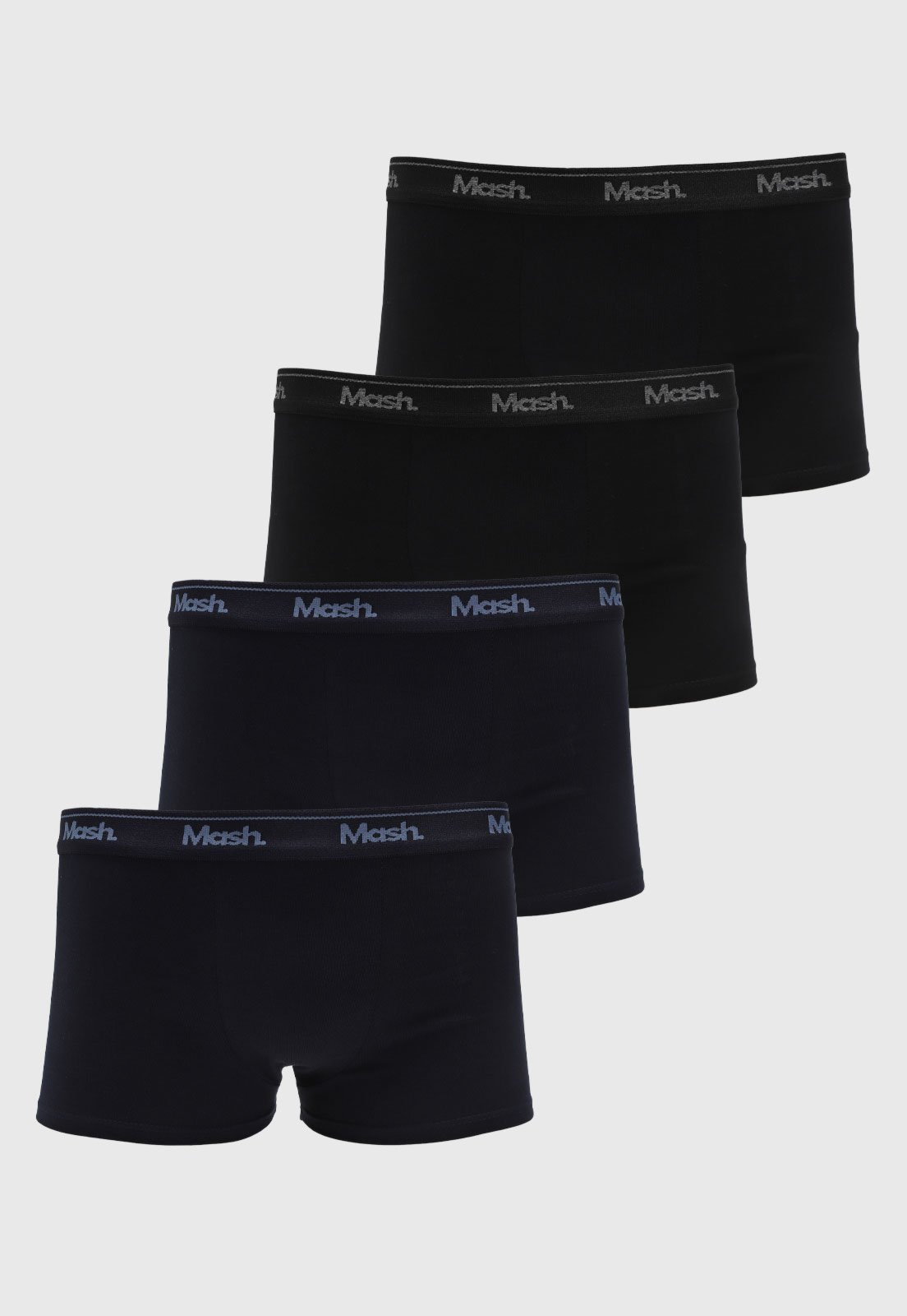 Vista 2 Kit Cueca Boxer Mash Masculina 4 Peças Preta e Azul Marinho preto azul MASH preto azul