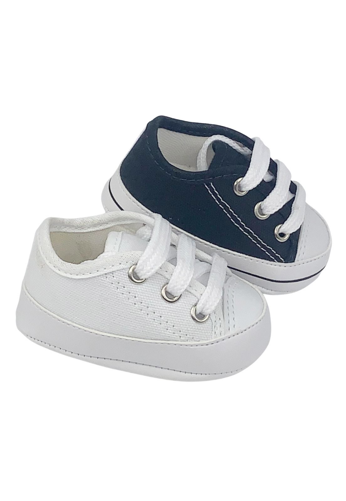 Infantil – Kit 2 pares Sapatinho de branco e preto para recém nascido saída de maternidade