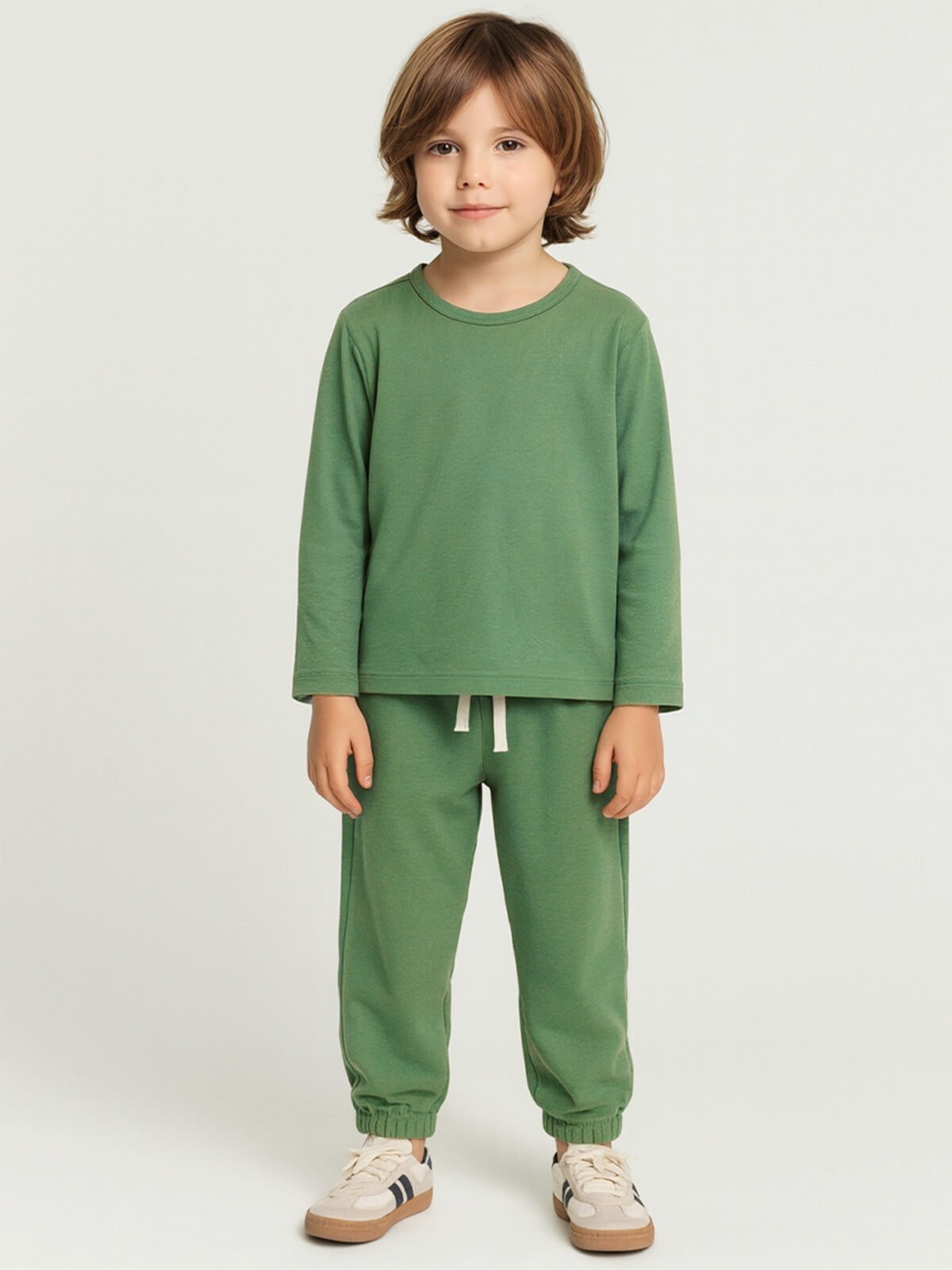 Vista 2 Infantil - Conjunto Bugbee Menino Camiseta Manga Longa e Calça Malha Suedine Eucalipto verde Bugbee verde