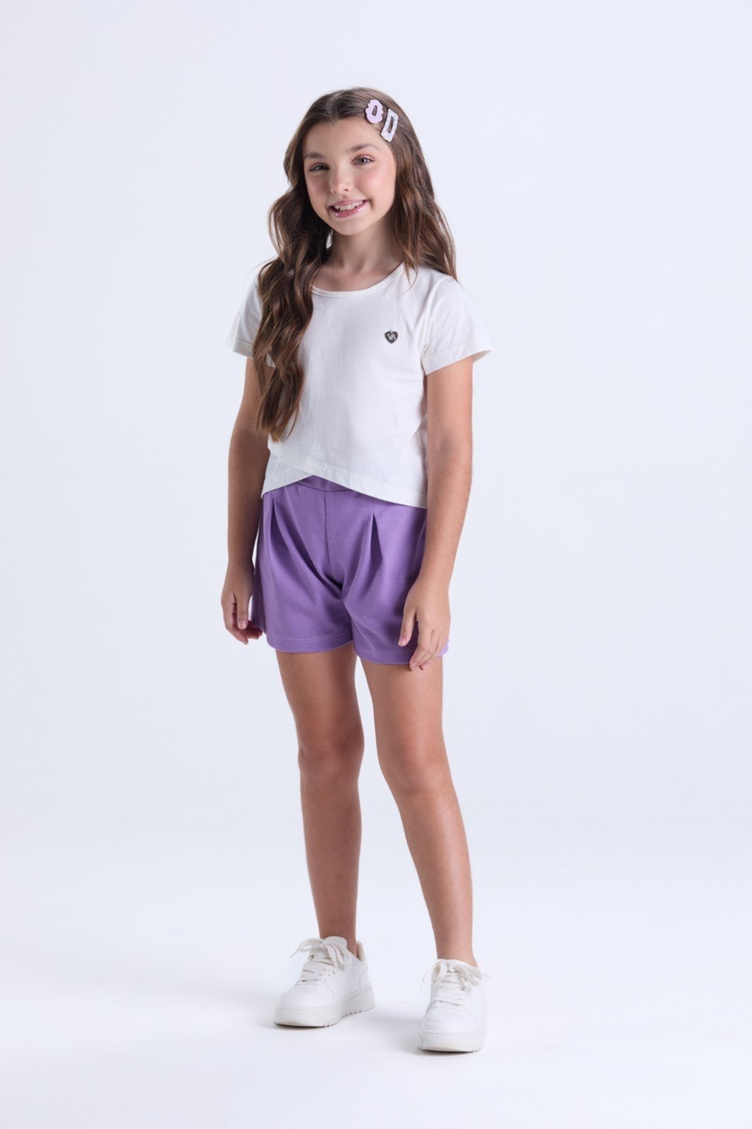 Vista 2 Infantil - Conjunto de Verão Cropped Transpassado VIDA COSTEIRA branco VIDA COSTEIRA branco