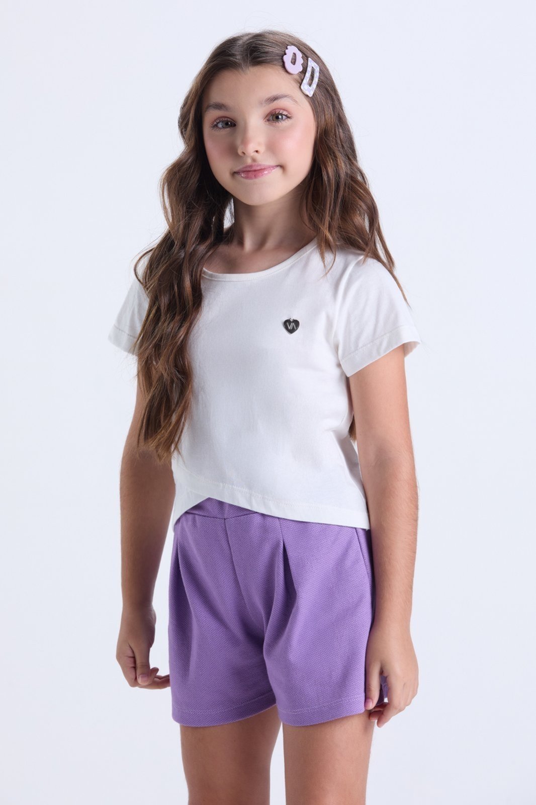 Vista 3 Infantil - Conjunto de Verão Cropped Transpassado VIDA COSTEIRA branco VIDA COSTEIRA branco