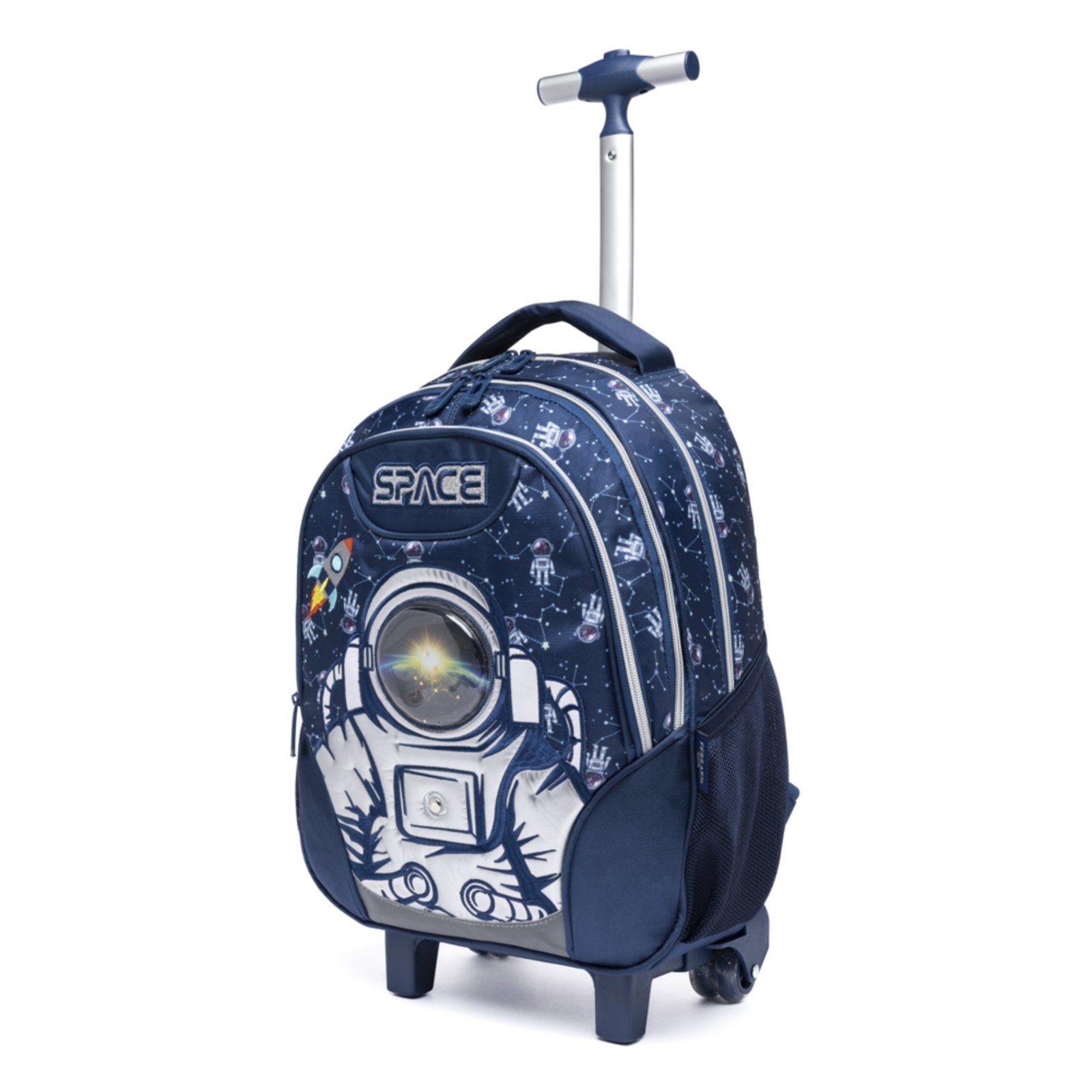 Vista 3 Infantil - Kit Mochila De Rodinhas Lancheira Térmica Estojo Escolar Masculino Escuro Ferrazzi azul Ferrazzi azul