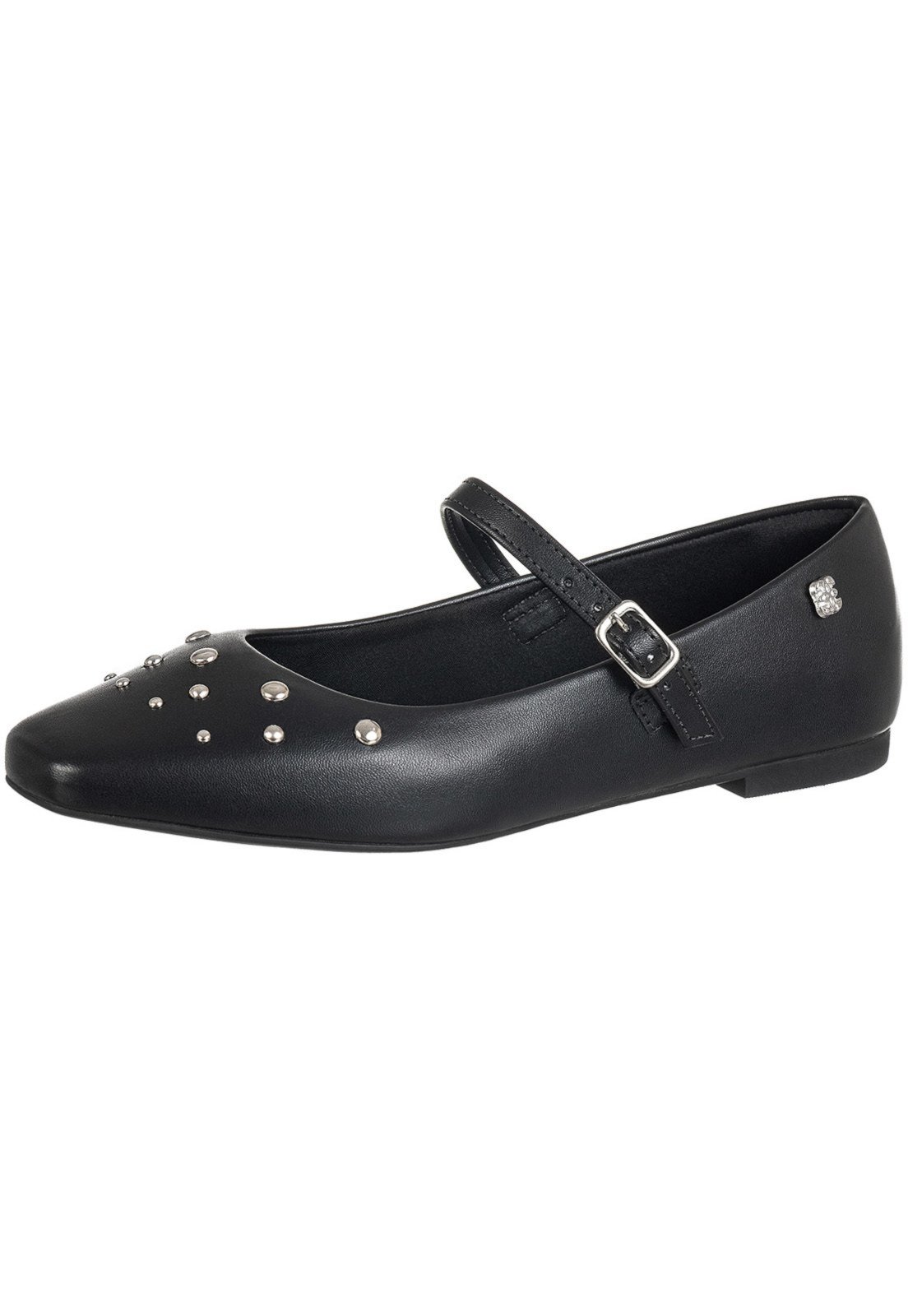 Sapatilha Bico Quadrado GiGiL Boneca Apliques Preto